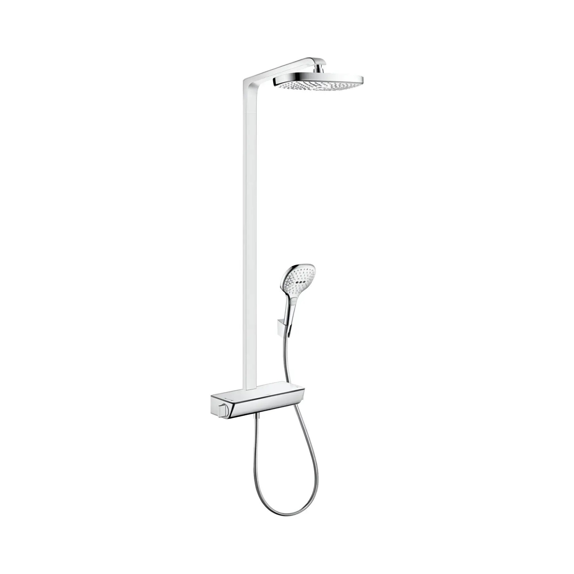 Душова система Raindance Select E 300 2jet EcoSmart з термостатом Hansgrohe 27282000 Chrome — вид на білому тлі