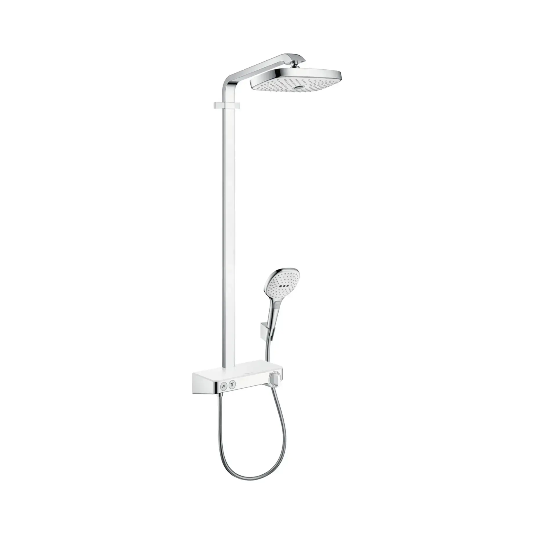 Душова система з термостатом Raindance Select E Hansgrohe 27283400 White / Chrome — вид на білому тлі
