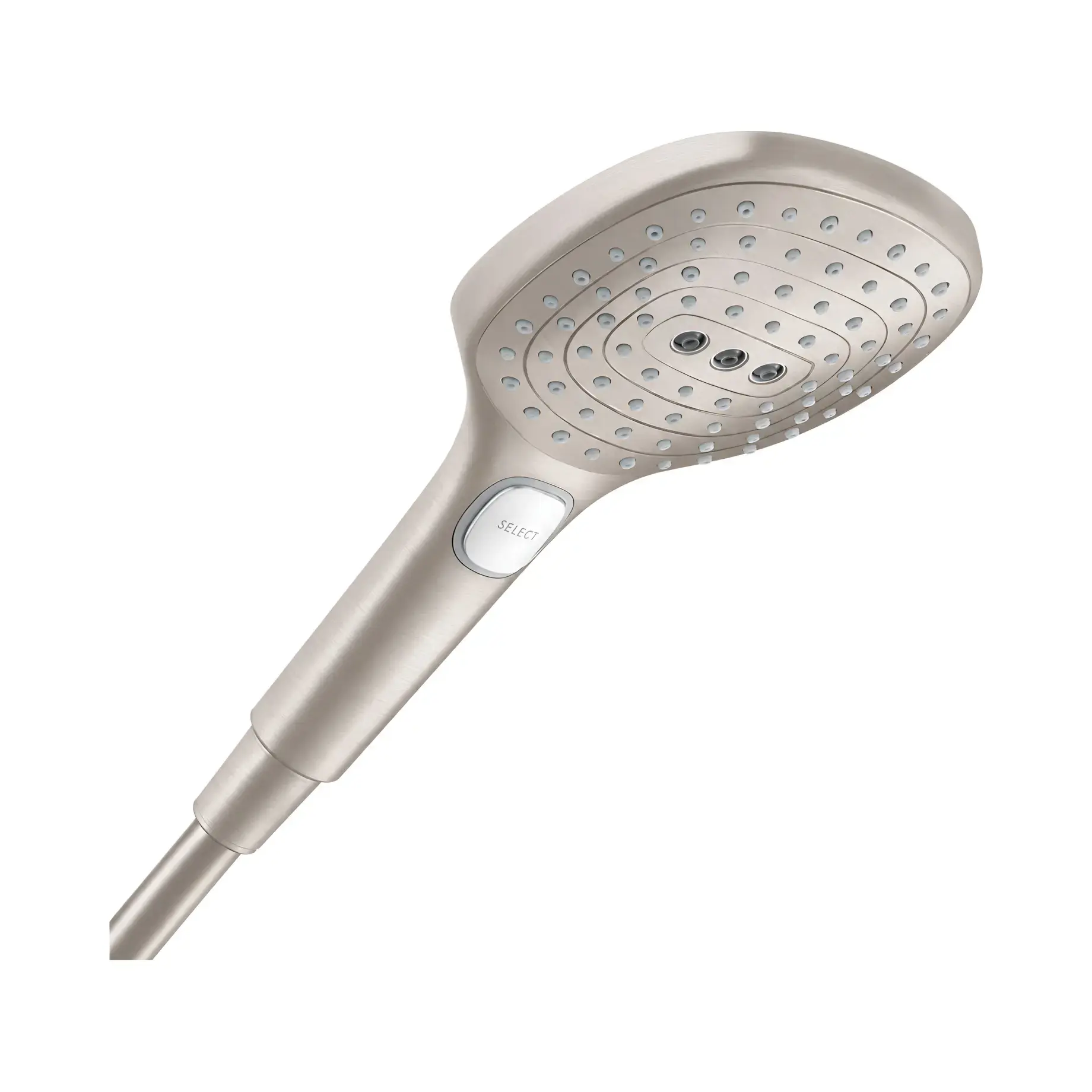 Ручний душ 3jet Raindance Select E Hansgrohe 28729800 Stainless Steel Optic — вид на білому тлі