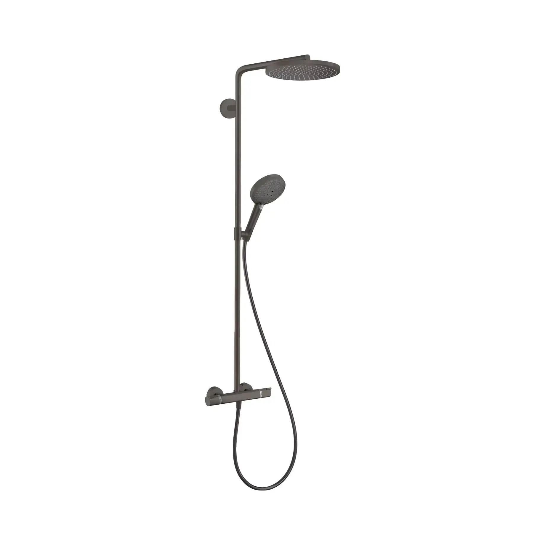 Душова система з термостатом Raindance Select S Hansgrohe 27633340 Brushed Black Chrome — вид на білому тлі