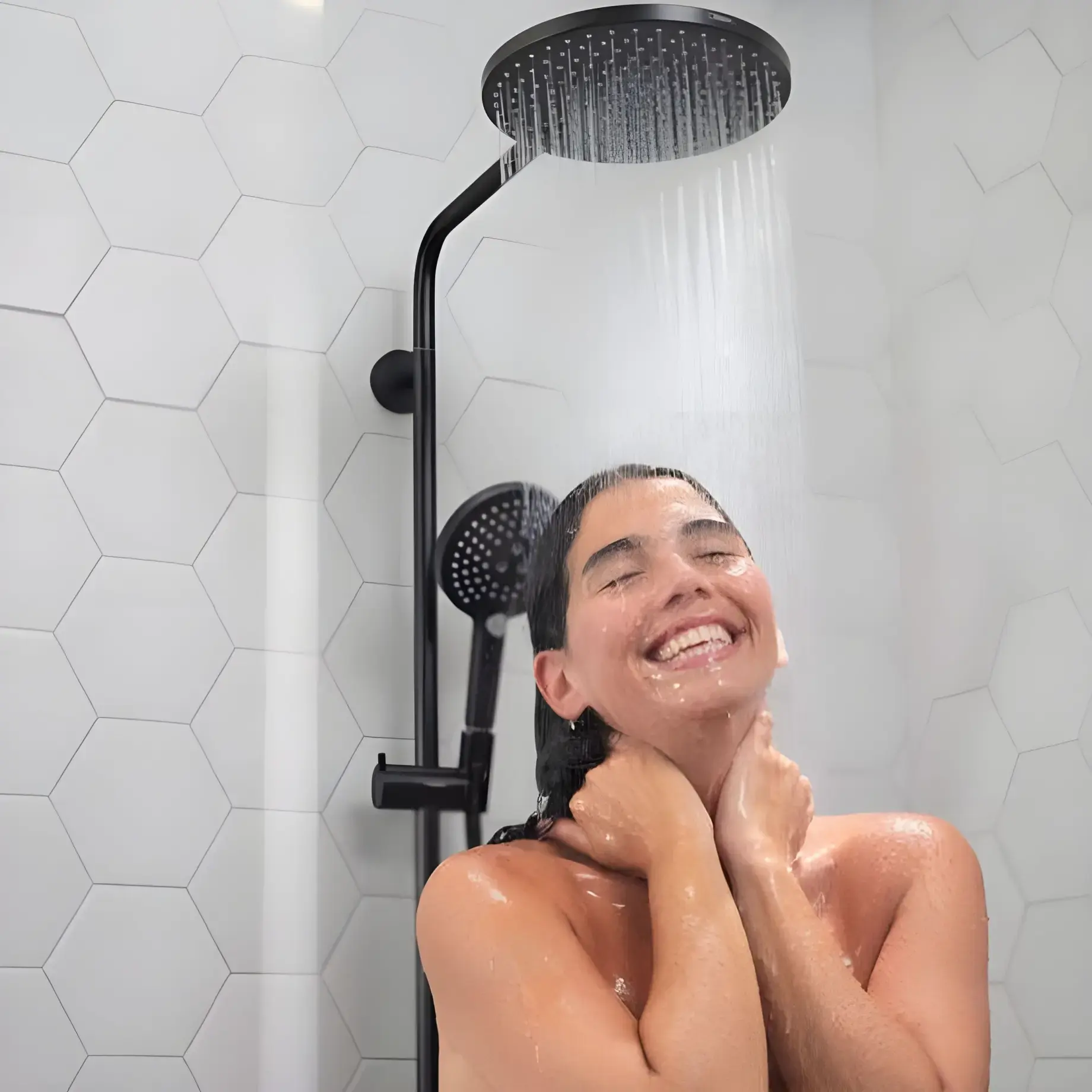 Душова система з термостатом Raindance Select S Hansgrohe 27633670 Matt Black — вид ззаду