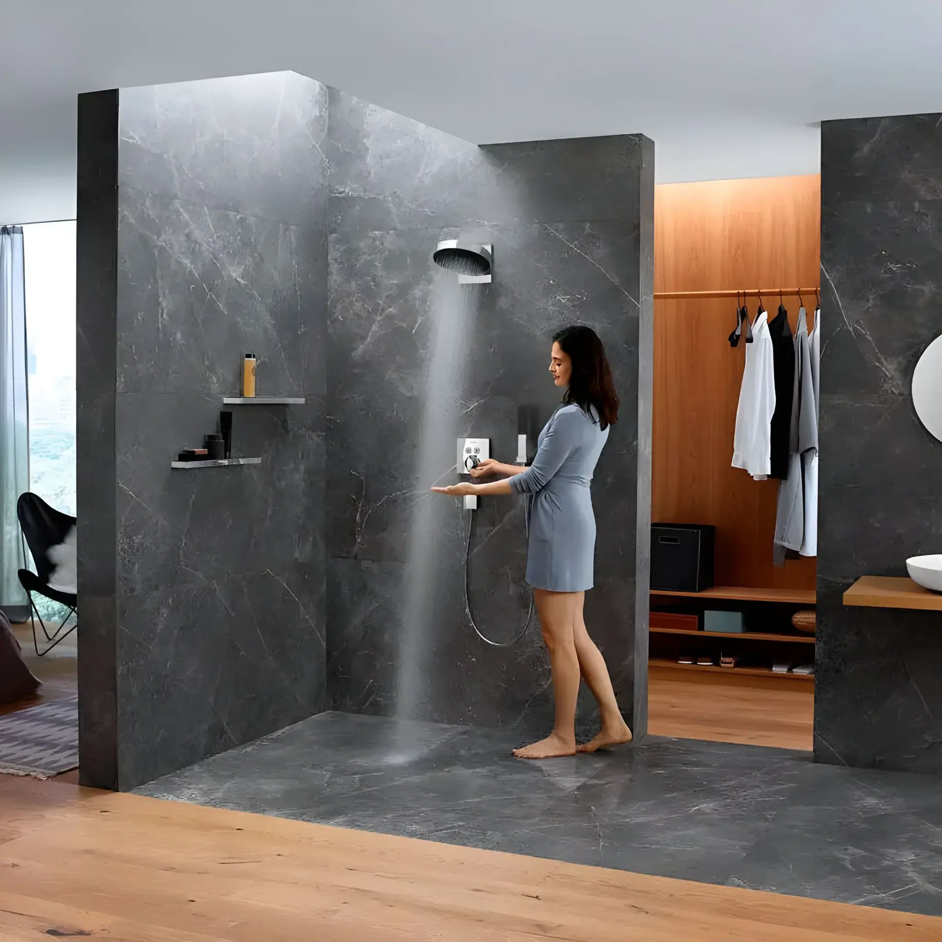 Верхній душ 1jet Rainfinity Hansgrohe 26226000 Chrome — бічний ракурс
