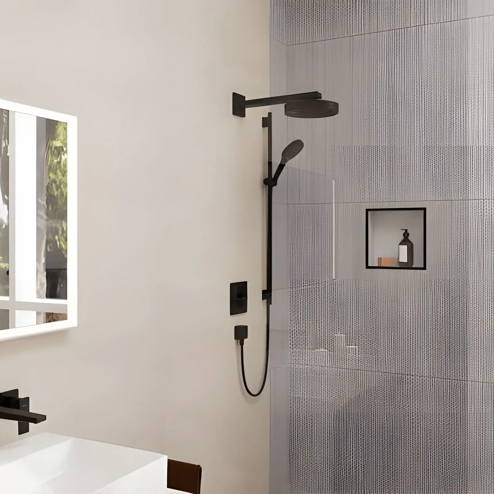 Верхній душ 1jet Rainfinity Hansgrohe 26228670 Matt Black — вид спереду