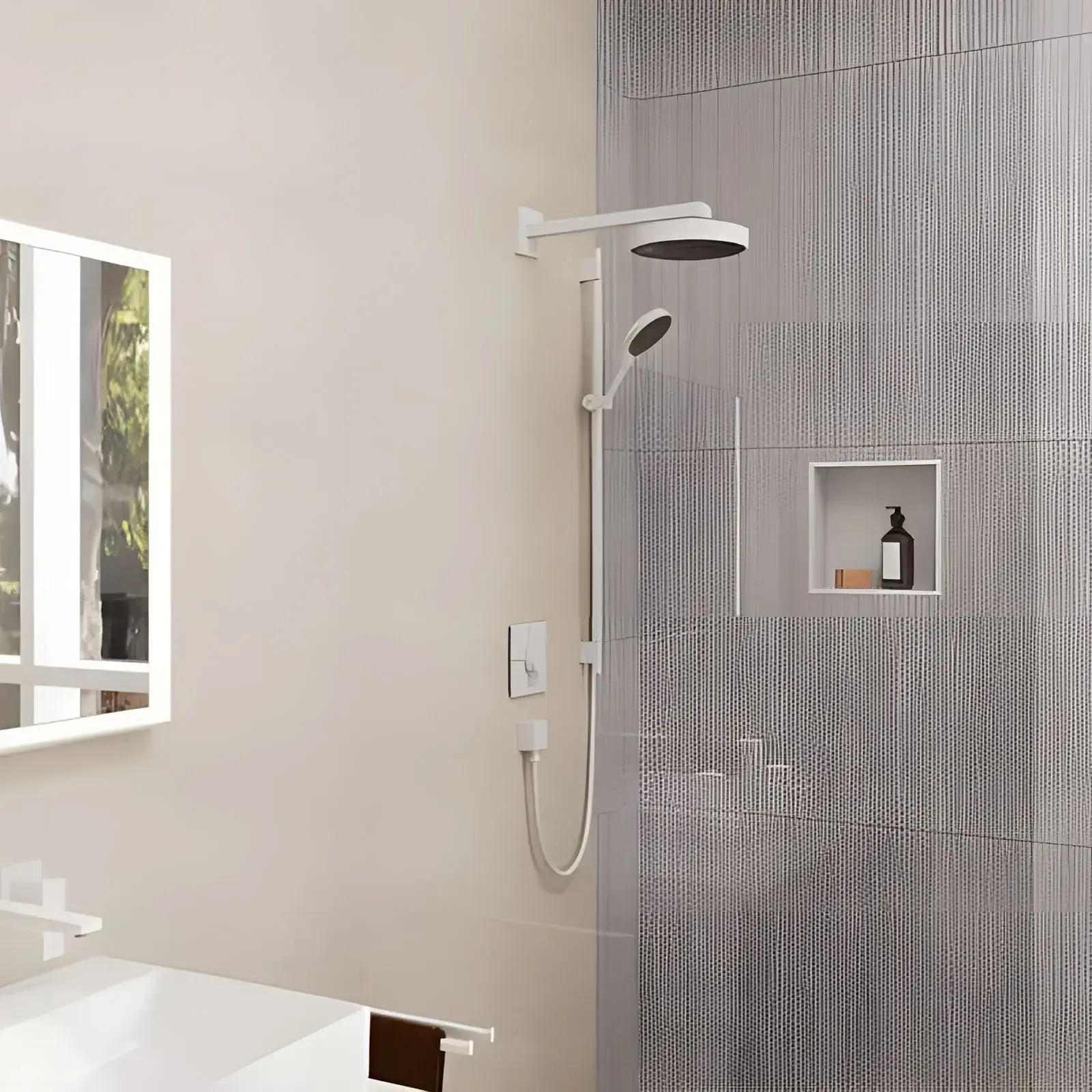 Верхній душ 1jet Rainfinity Hansgrohe 26228700 White Matt — вид спереду