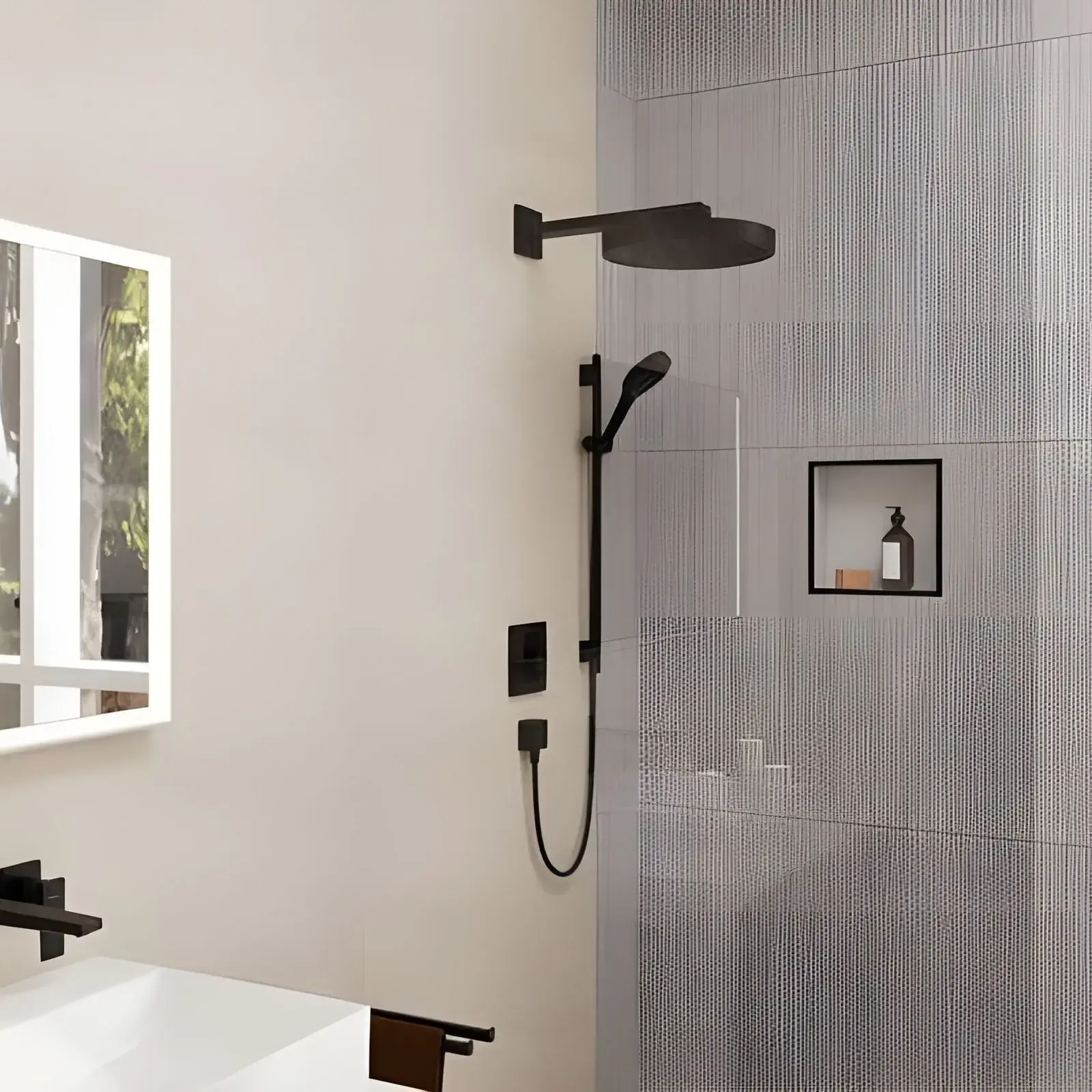 Верхній душ 1jet Rainfinity Hansgrohe 26231670 Matt Black — вид спереду