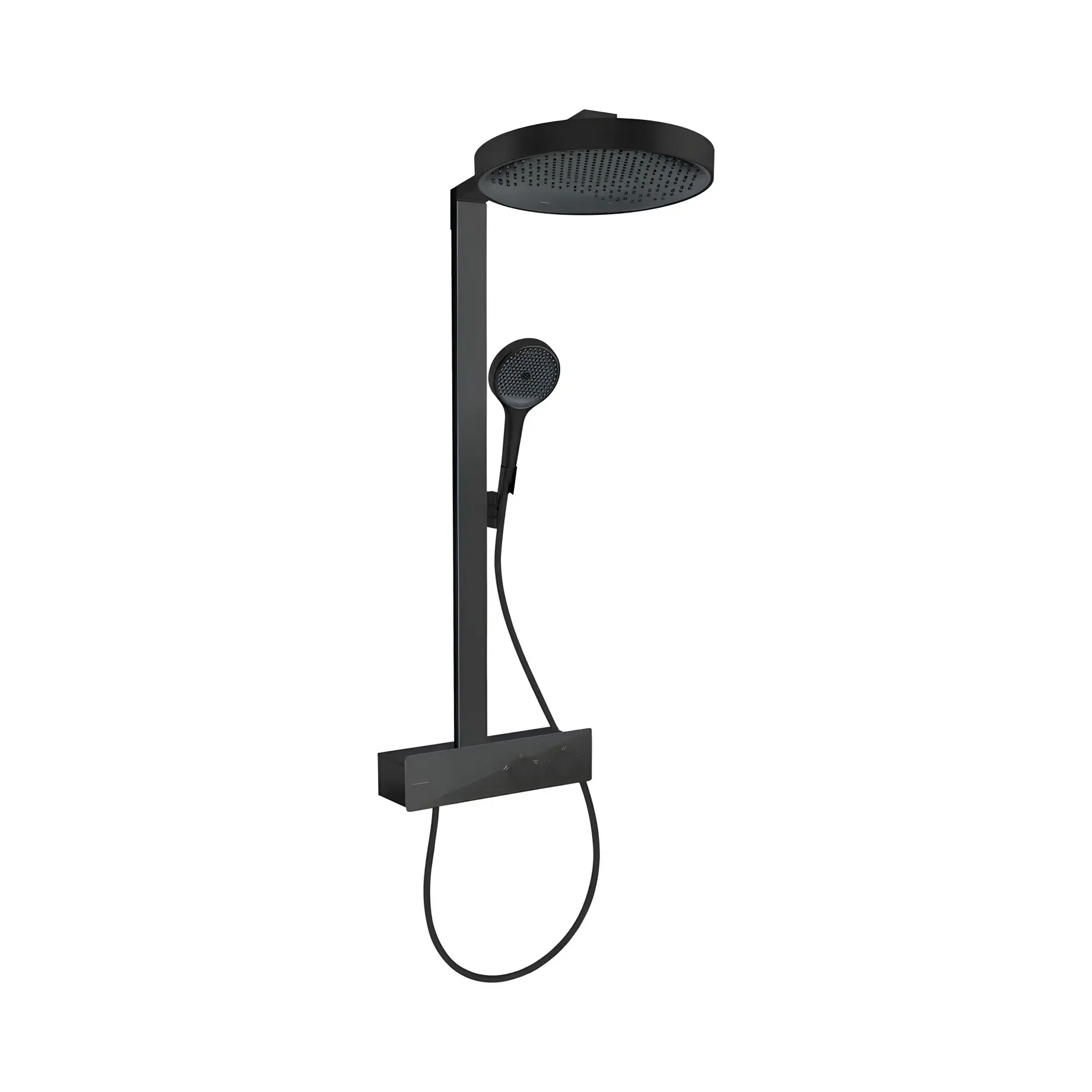 Душова система з термостатом Rainfinity Hansgrohe 26853670 Matt Black — вид на білому тлі