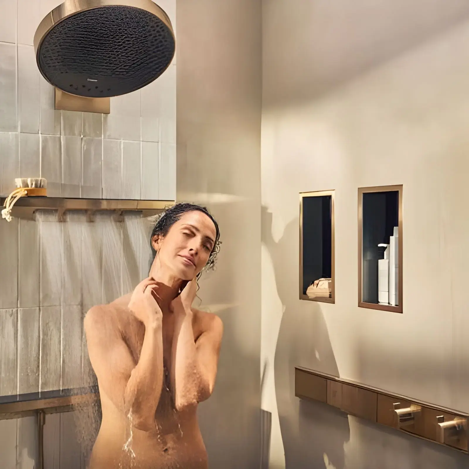 Ручний душ 3jet Rainfinity Hansgrohe 26864140 Brushed Bronze — бічний ракурс