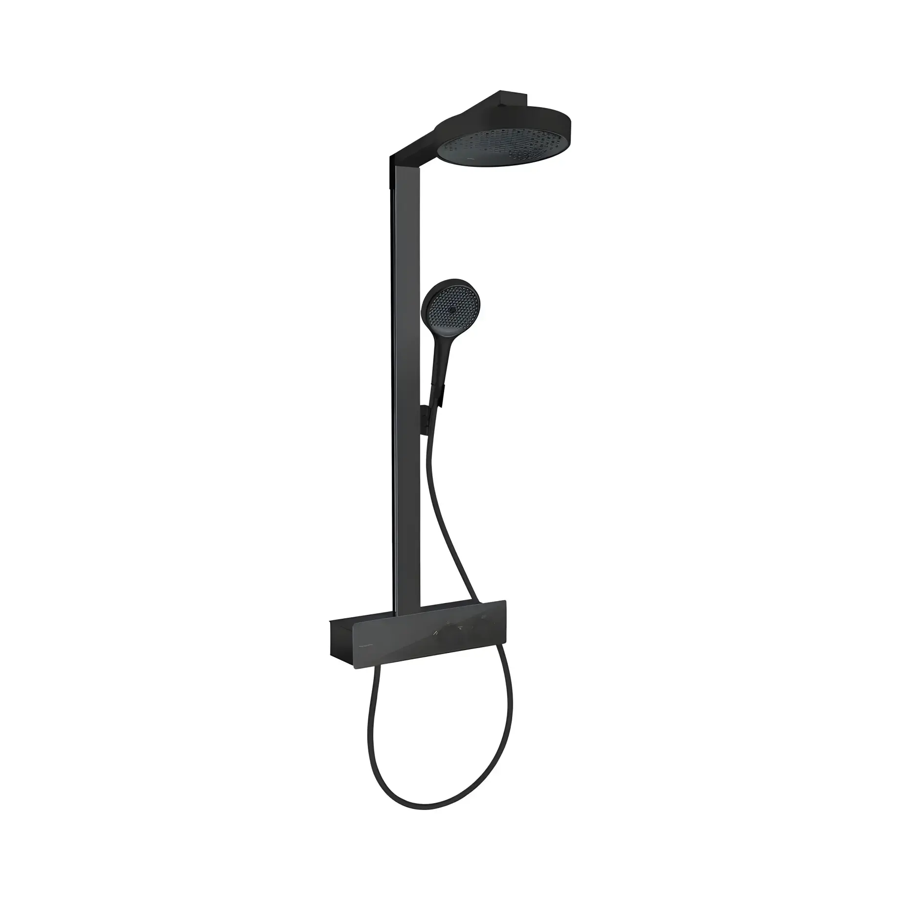Душова система з термостатом Rainfinity Hansgrohe 28742670 Matt Black — вид на білому тлі
