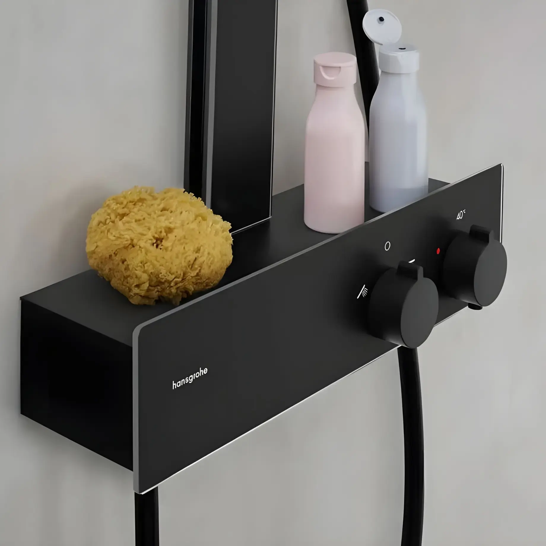 Душова система з термостатом Rainfinity Hansgrohe 28742670 Matt Black — бічний ракурс