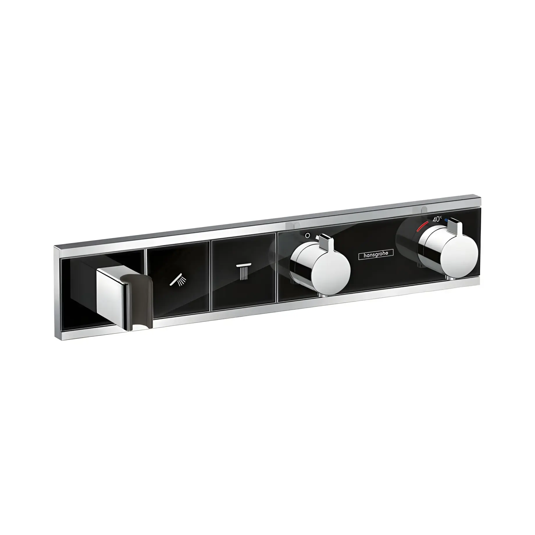 Термостат для душу RainSelect Hansgrohe 15355600 Black / Chrome — вид на білому тлі