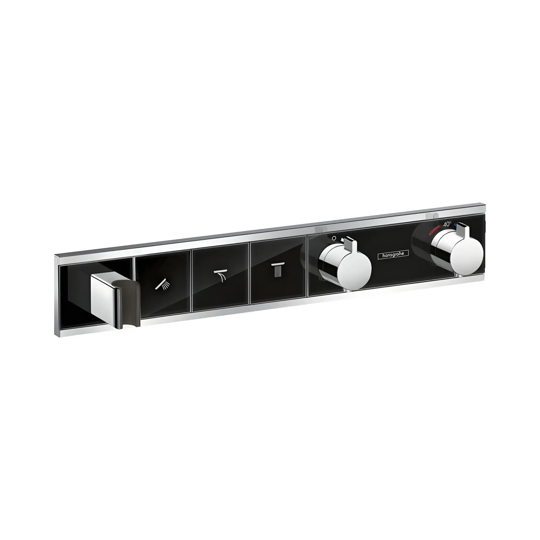 Термостат для душу RainSelect Hansgrohe 15356600 Black / Chrome — вид на білому тлі