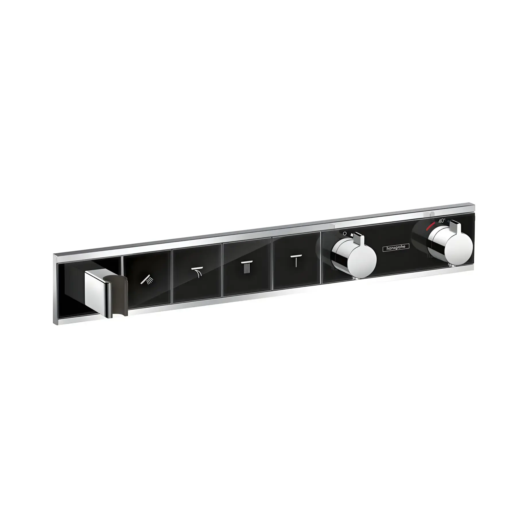 Термостат для душу RainSelect Hansgrohe 15357600 Black / Chrome — вид на білому тлі