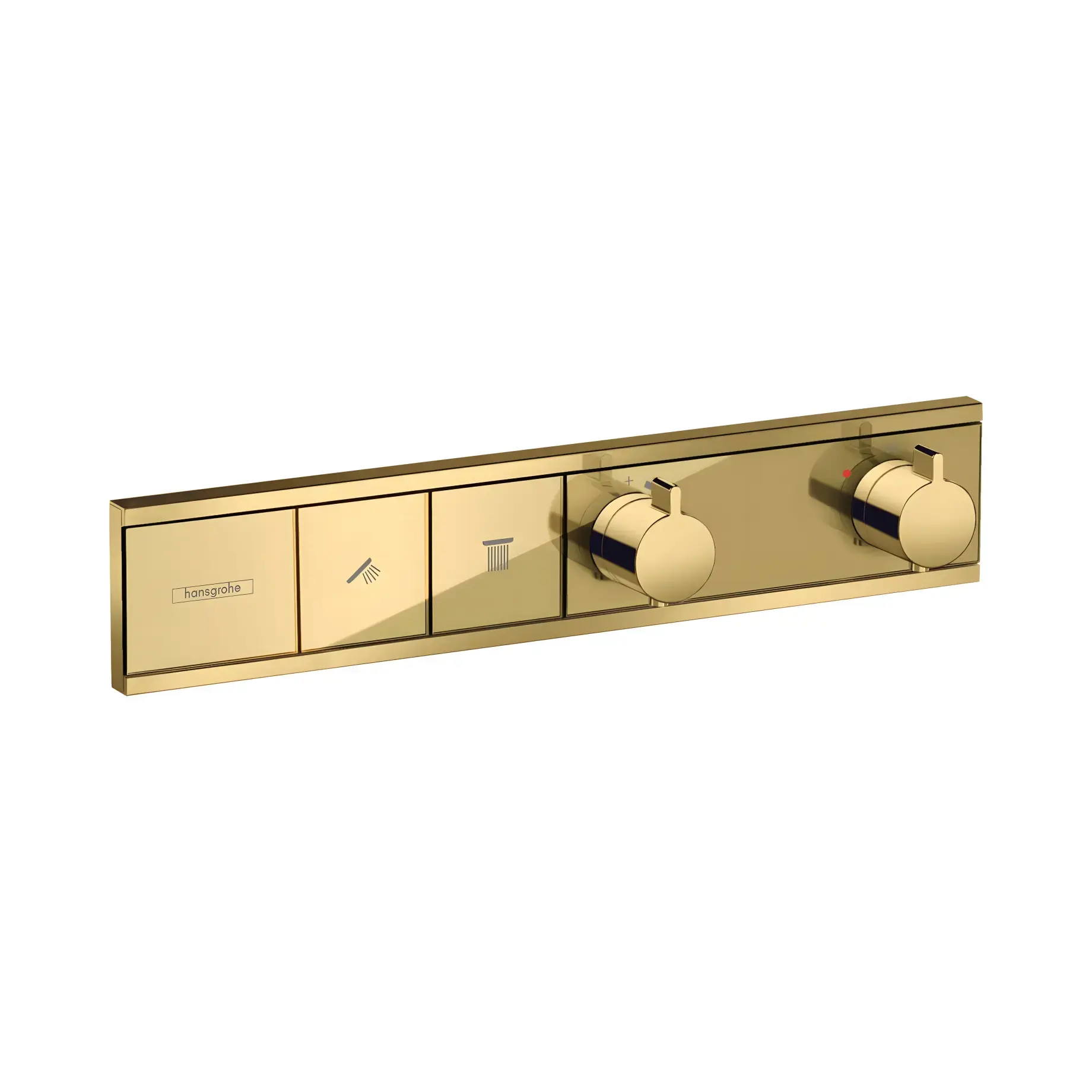 Термостат для душу RainSelect Hansgrohe 15380990 Polished Gold Optic — вид на білому тлі