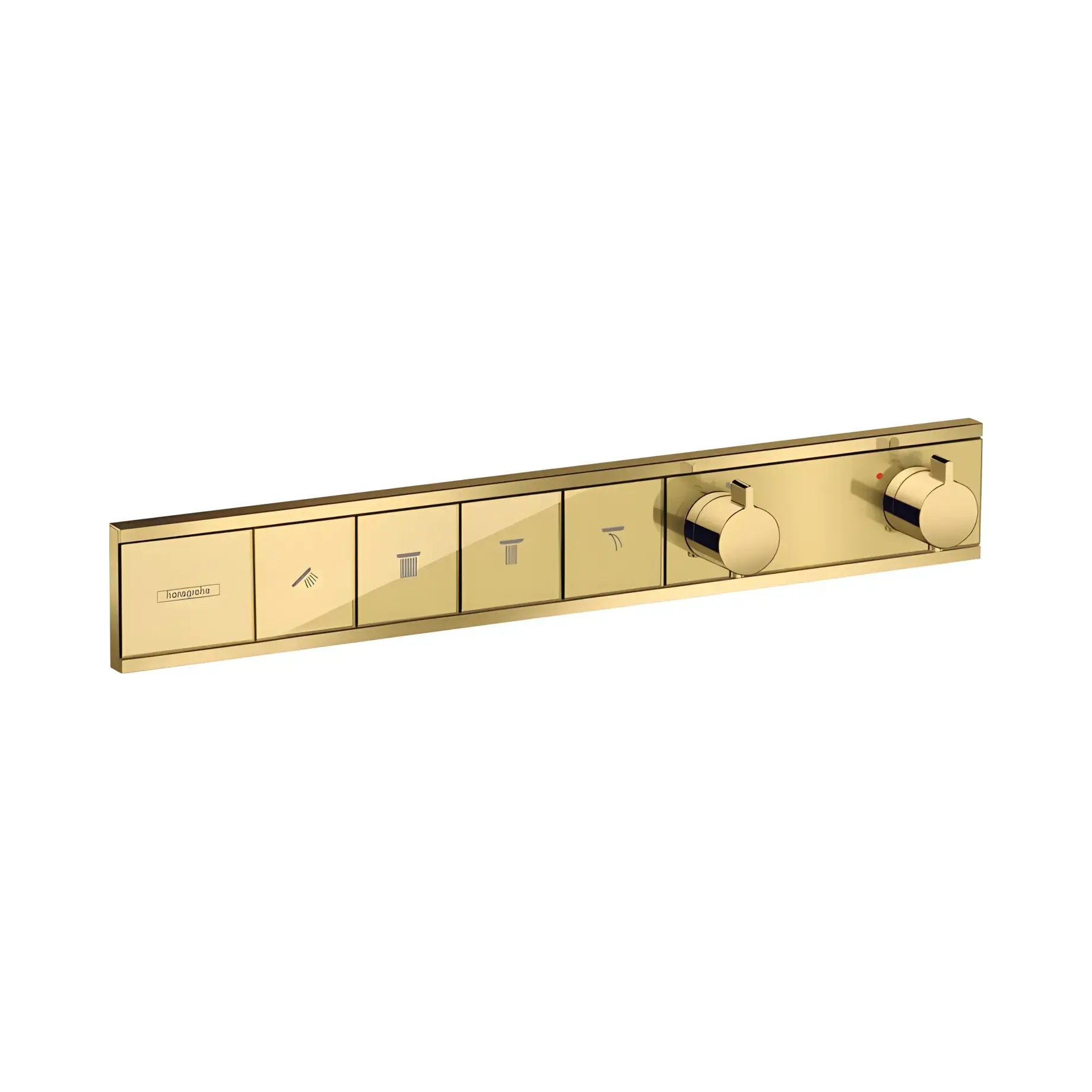 Термостат для душу RainSelect Hansgrohe 15384990 Polished Gold Optic — вид на білому тлі