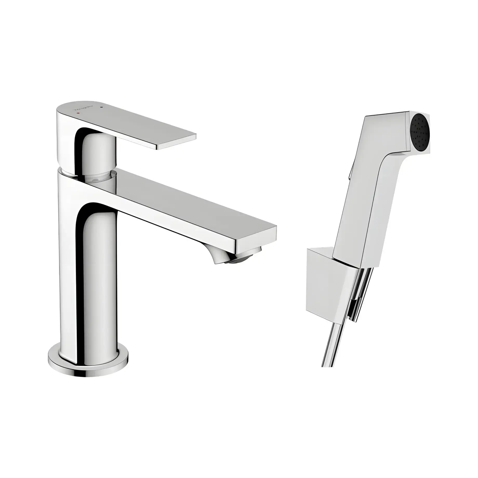 Змішувач для раковини з гігієнічним душем Rebris E Hansgrohe 72216000 — вид на білому тлі