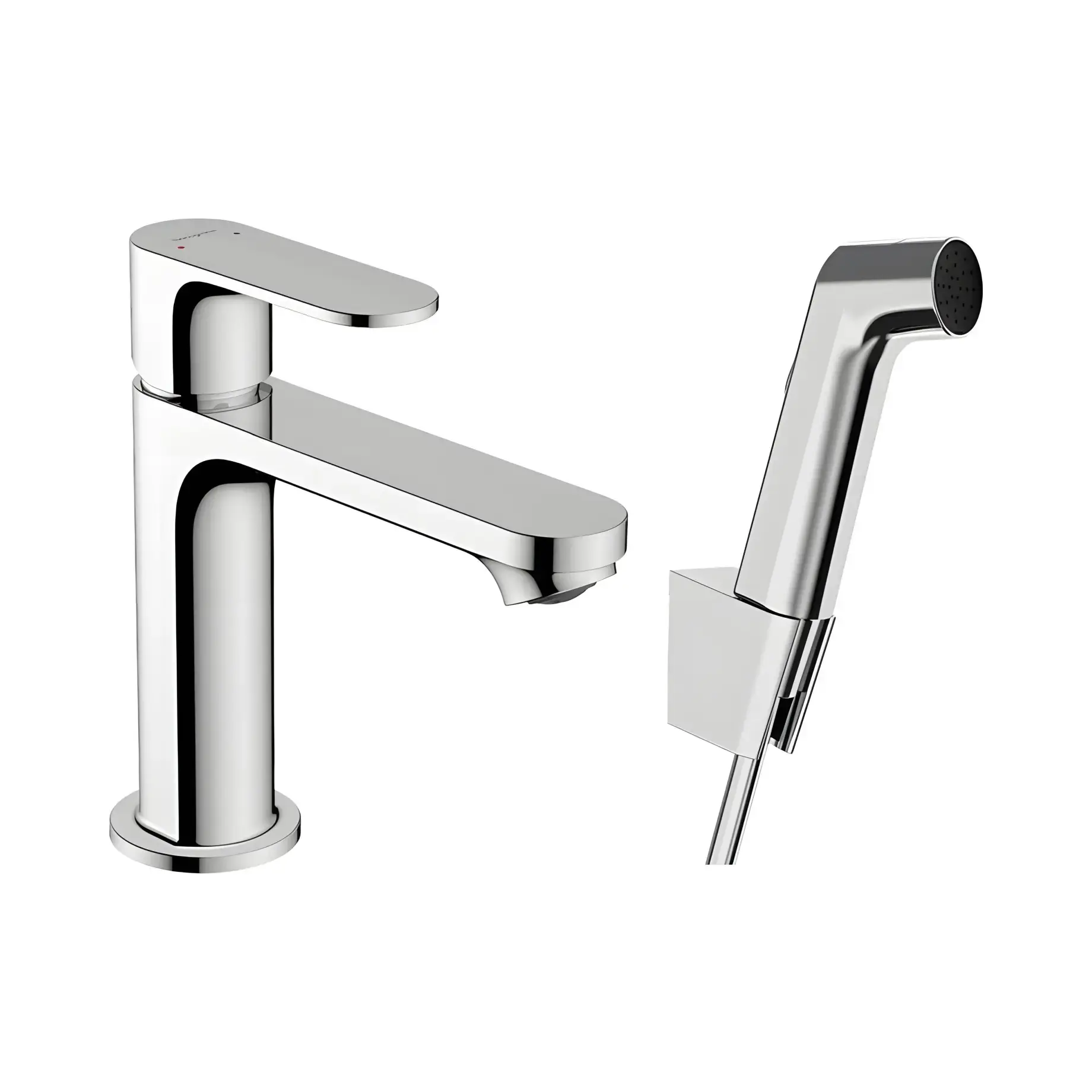 Змішувач для раковини з гігієнічним душем Rebris S Hansgrohe 72215000 Chrome — вид на білому тлі