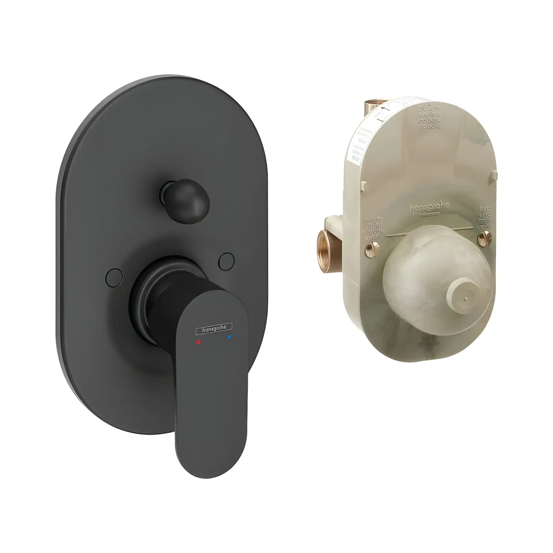 Змішувачі для ванни та душу Rebris S Hansgrohe 72448670 Matt Black — вид на білому тлі