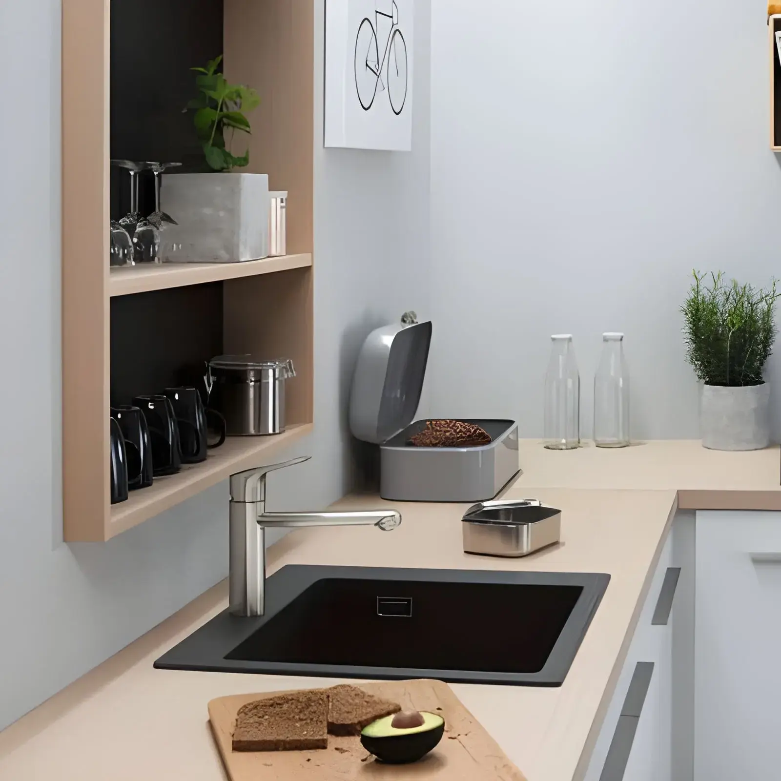 Кухонна мийка S51 S510-F450 Hansgrohe 43312170 Graphite Black — бічний ракурс