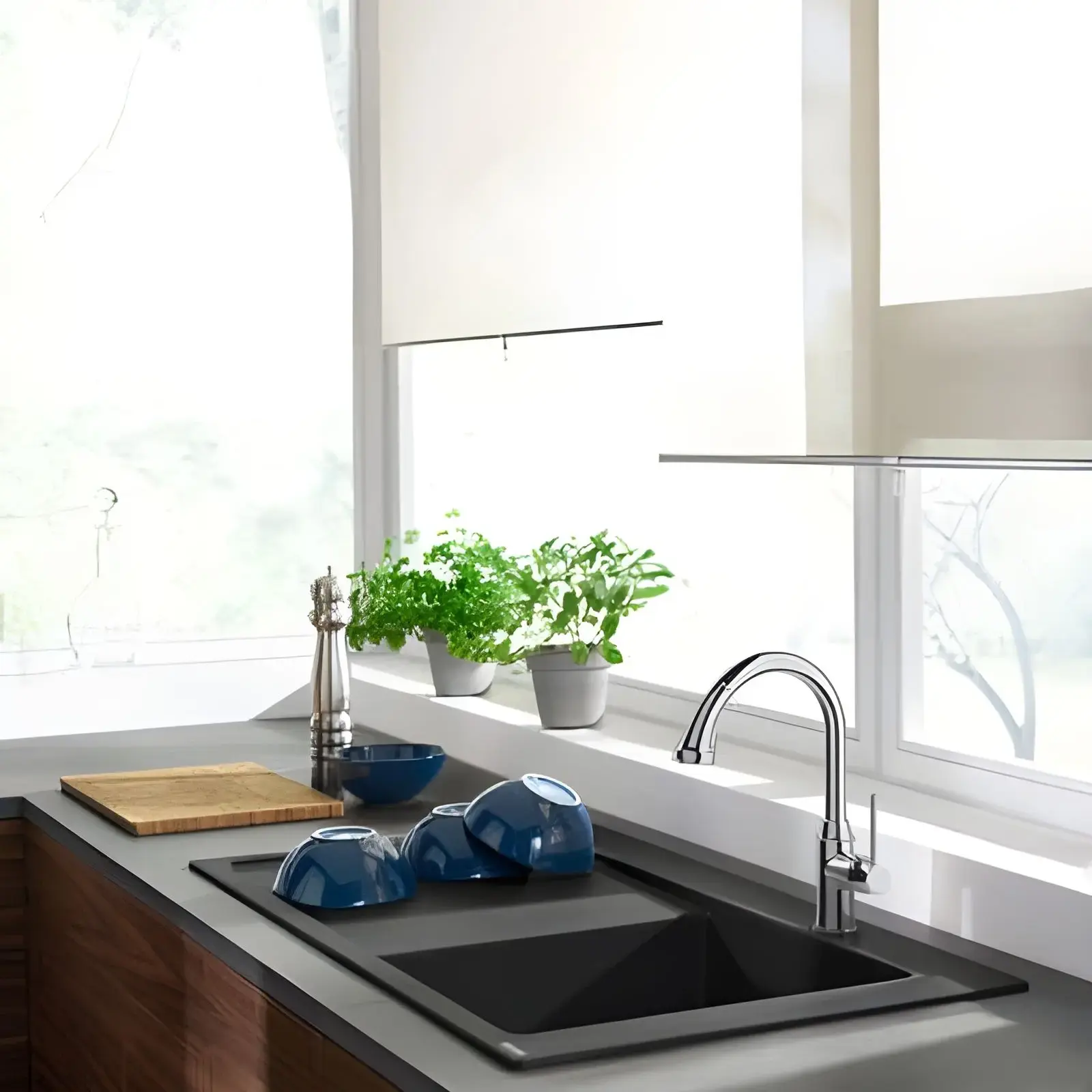 Кухонна мийка S51 S514-F450 Hansgrohe 43314170 Graphite Black — вид згори