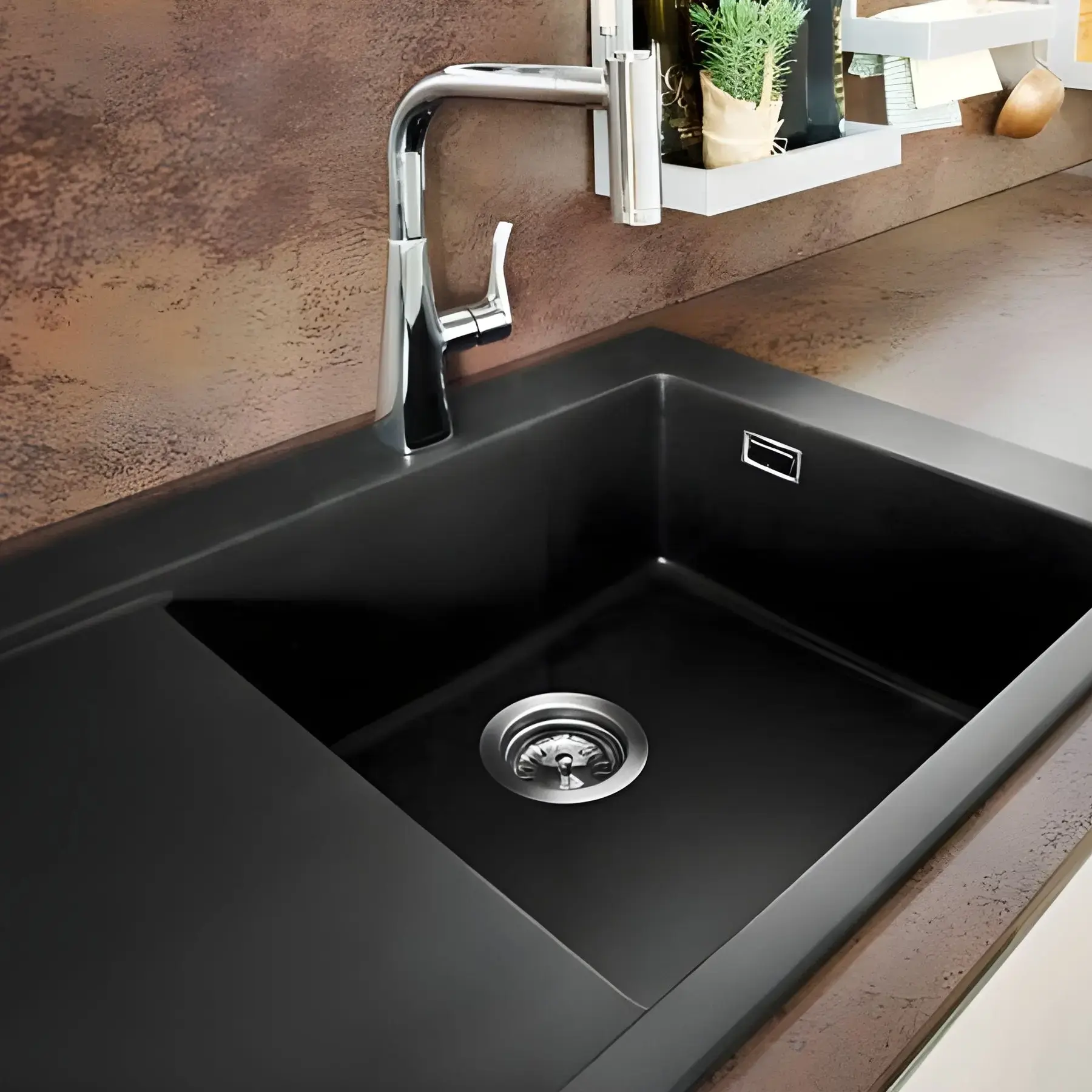 Кухонна мийка S51 S514-F450 Hansgrohe 43314170 Graphite Black — бічний ракурс