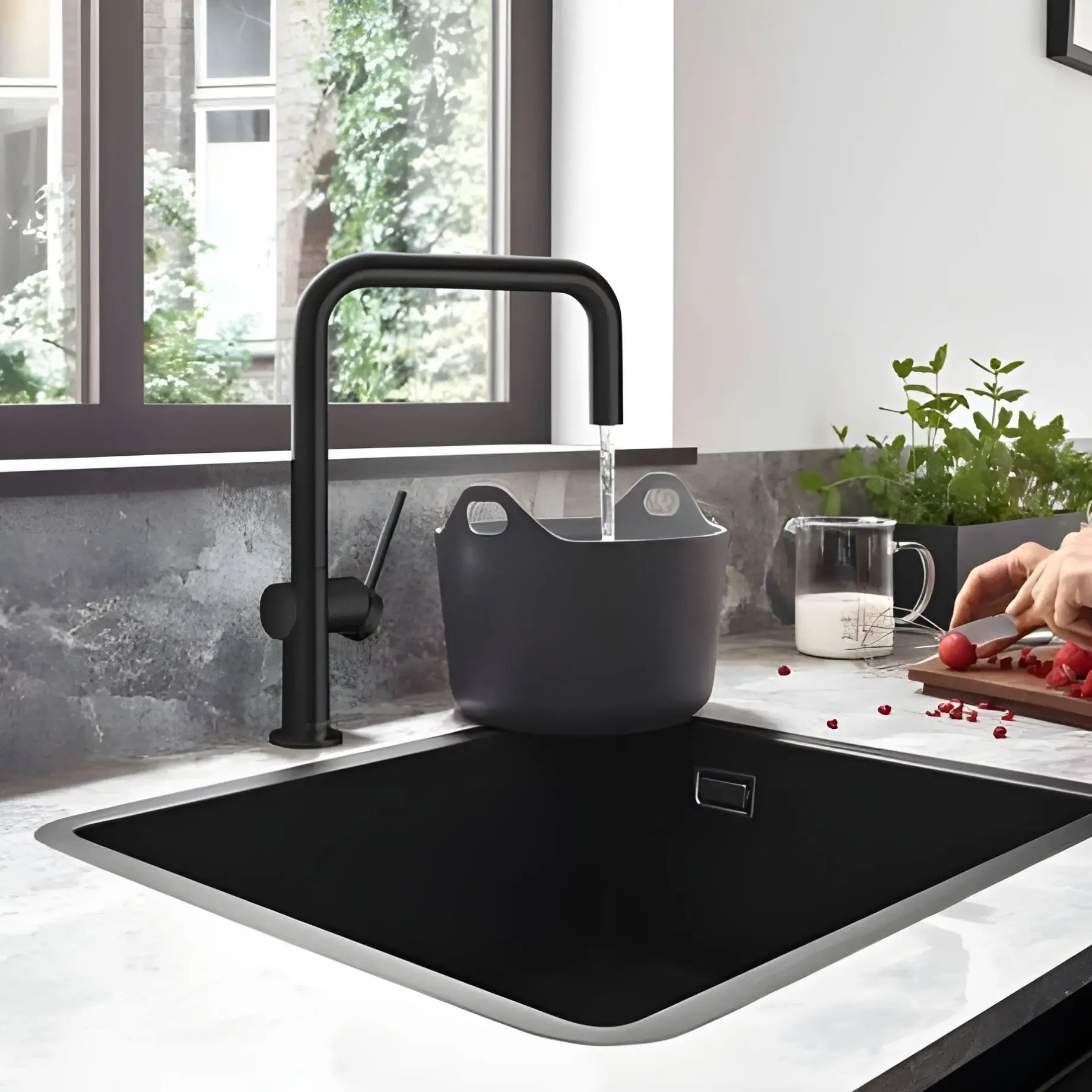 Кухонна мийка S51 S510-U450 Hansgrohe 43431170 Graphite Black — вид спереду