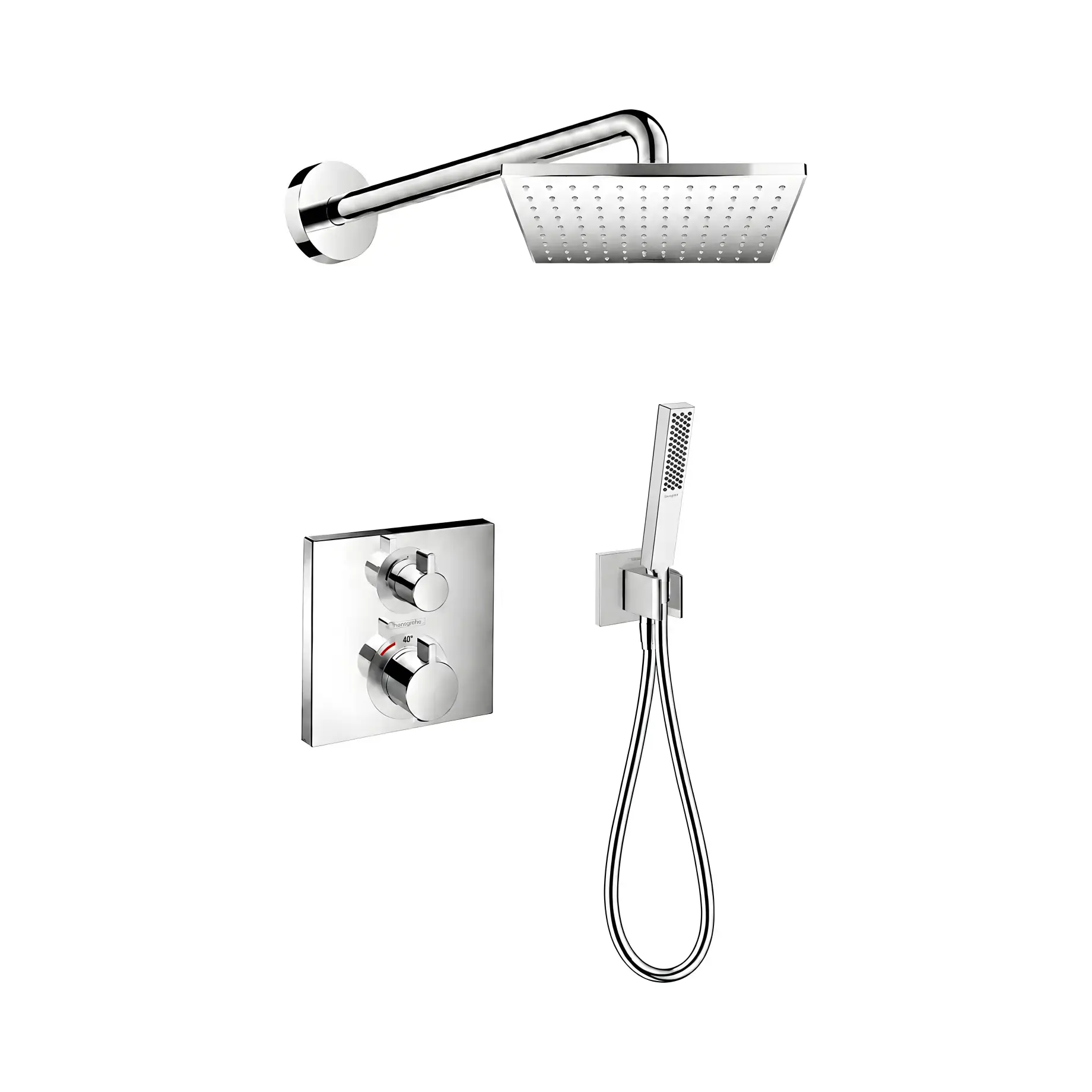 Комплект душової системи Ecostat Square / Pulsify E Hansgrohe 1571426281000 — вид на білому тлі