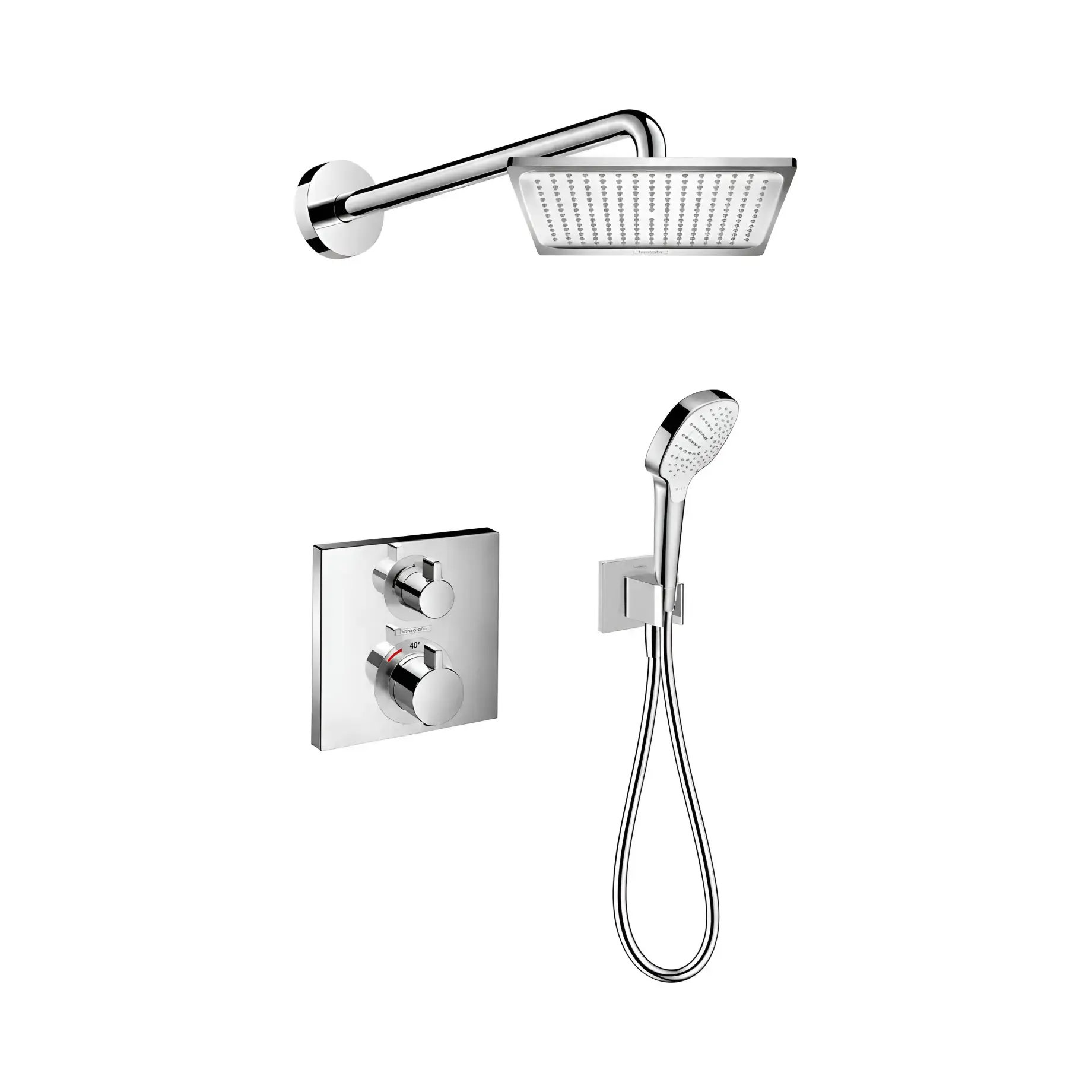 Комплект душової системи Ecostat Square / Croma Select E Hansgrohe 1571426726000 — вид на білому тлі