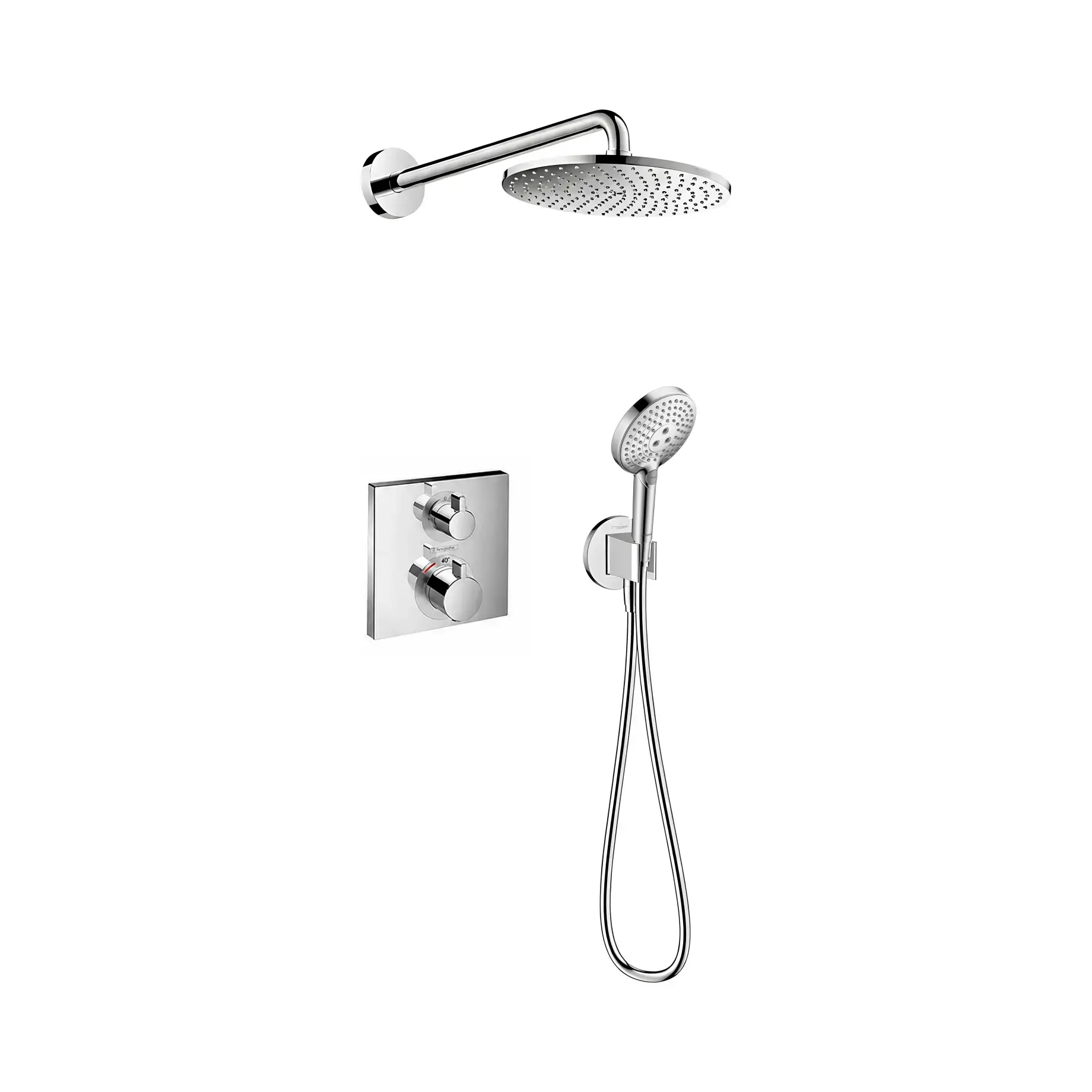 Комплект душової системи Raindance / Ecostat Square Hansgrohe 1571427607000 — вид на білому тлі