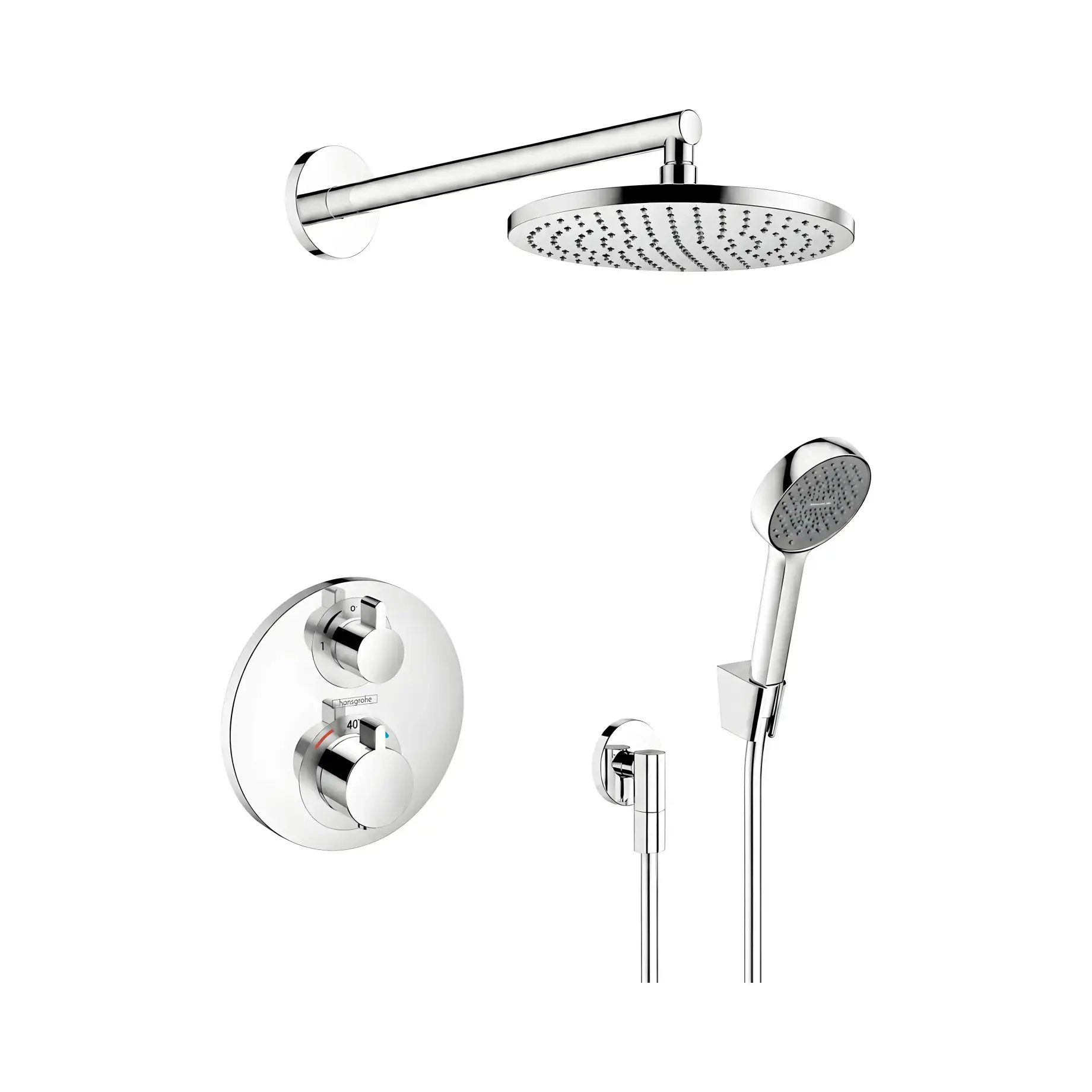 Комплект душової системи Ecostat S Hansgrohe 1575826271000 — вид на білому тлі