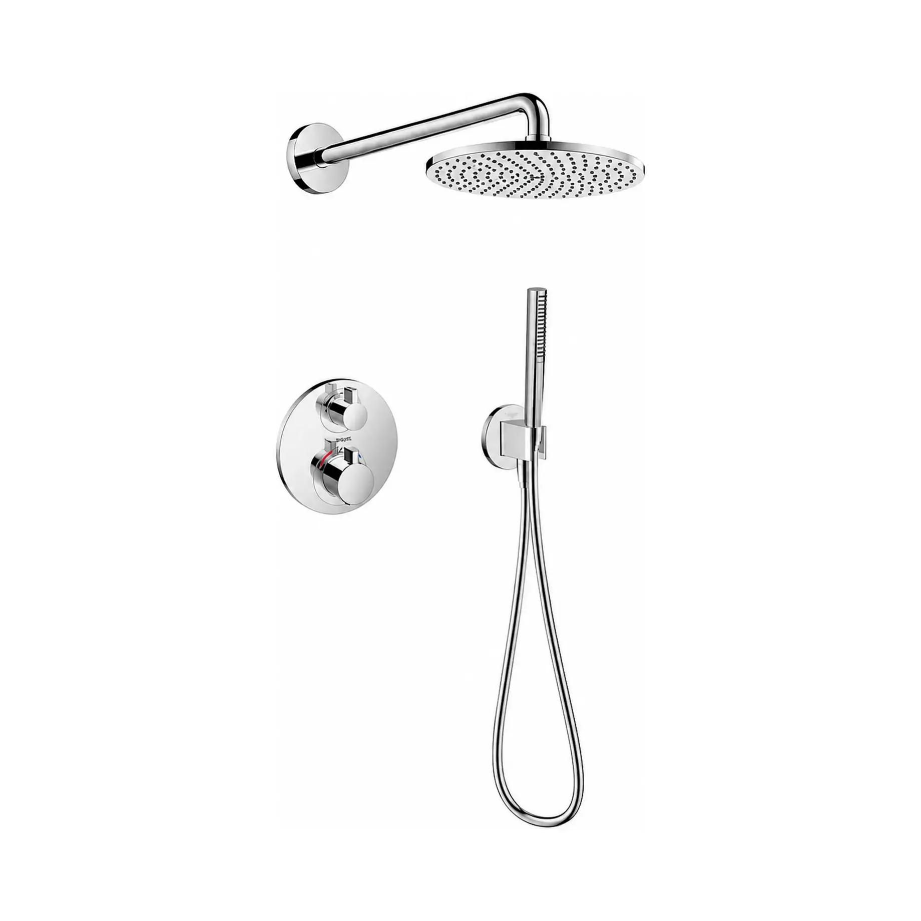 Душова система прихованого монтажу з термостатом Raindance / Ecostat Hansgrohe 1575827607000 Chrome — вид на білому тлі