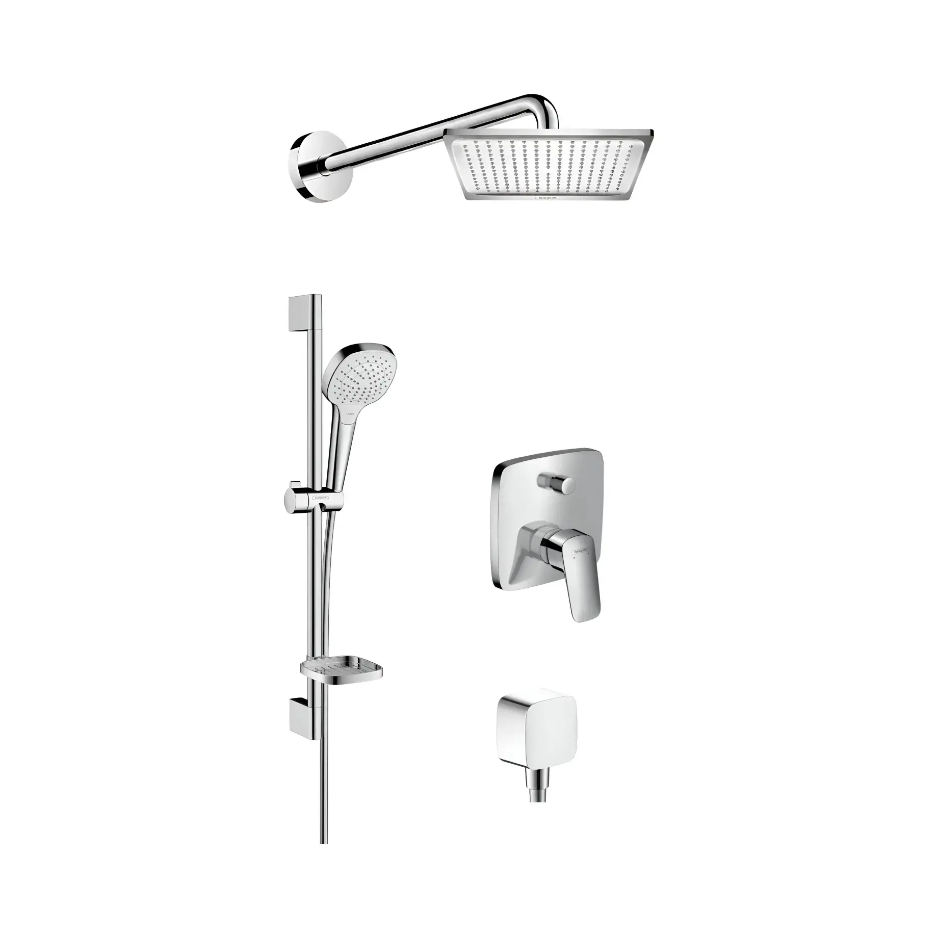 Душова система Crometta E 240 з одноважільним змішувачем Hansgrohe 20260019 — вид на білому тлі