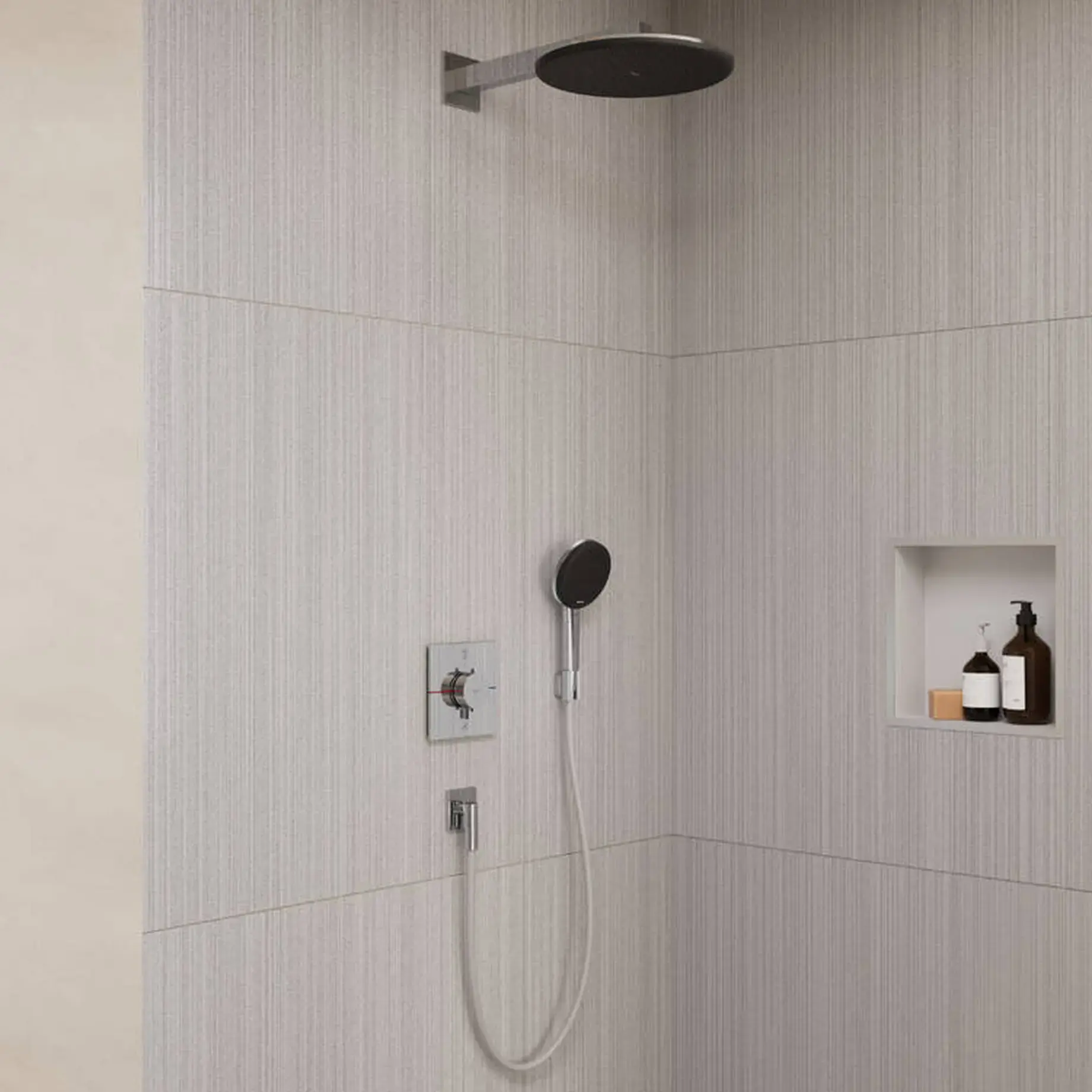 Душова система прихованого монтажу з термостатом Raindance Alive S 300 1jet Hansgrohe 24630000 — вид спереду