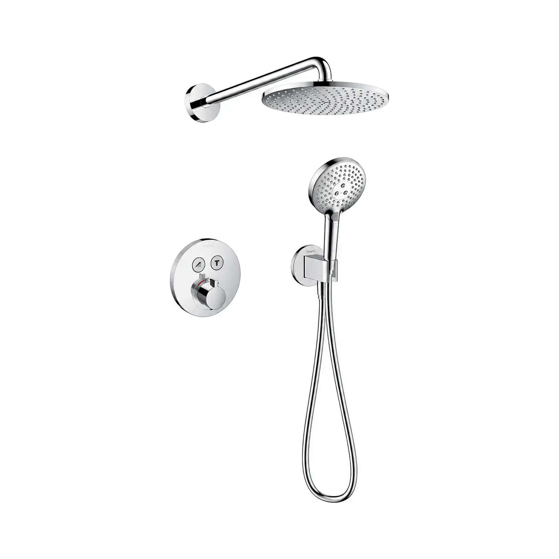 Душова система з термостатом Raindance S PowderRain Hansgrohe 27951000 — вид на білому тлі