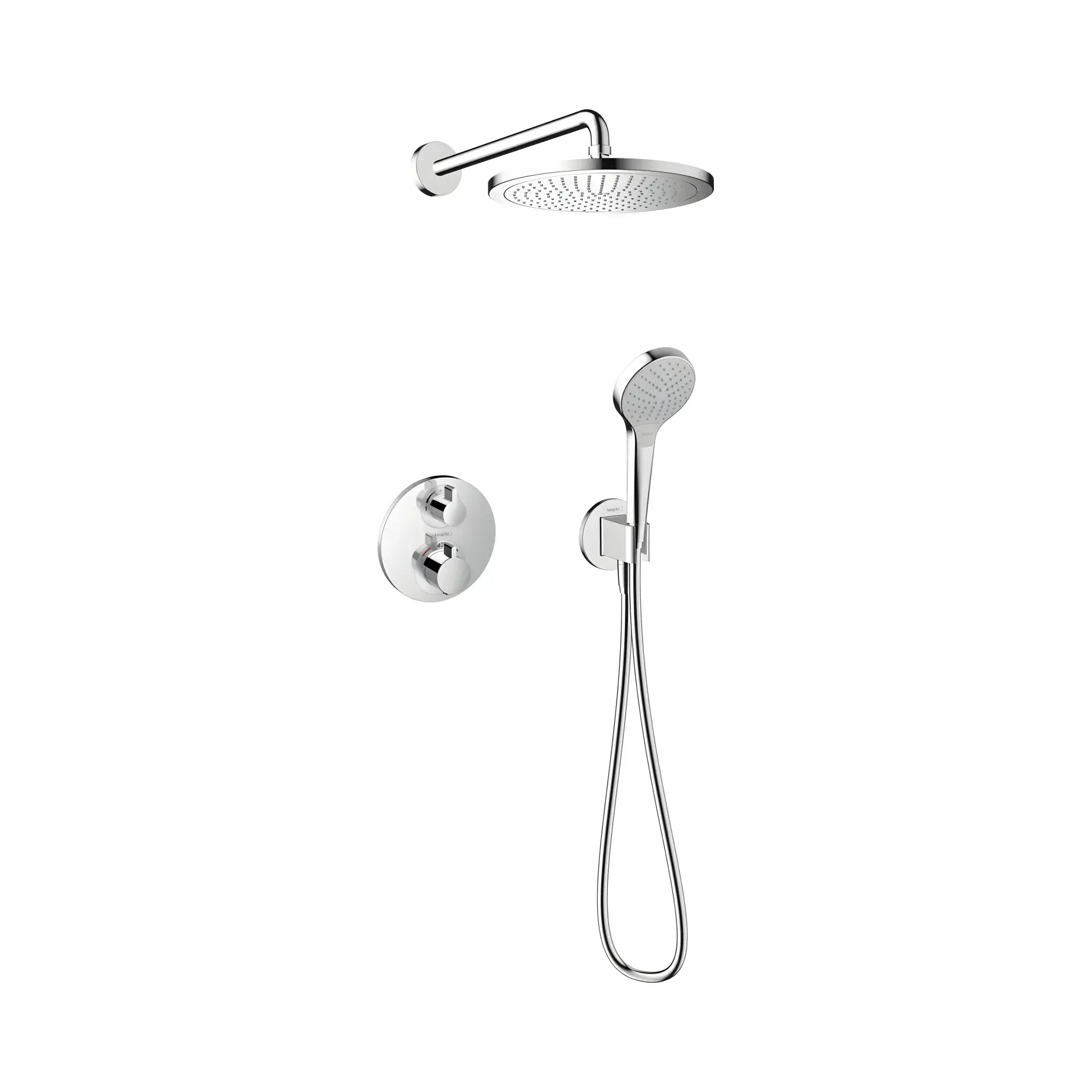 Душова система прихованого монтажу з термостатом Croma 280 Ecostat S Hansgrohe 27954000 Chrome — вид на білому тлі