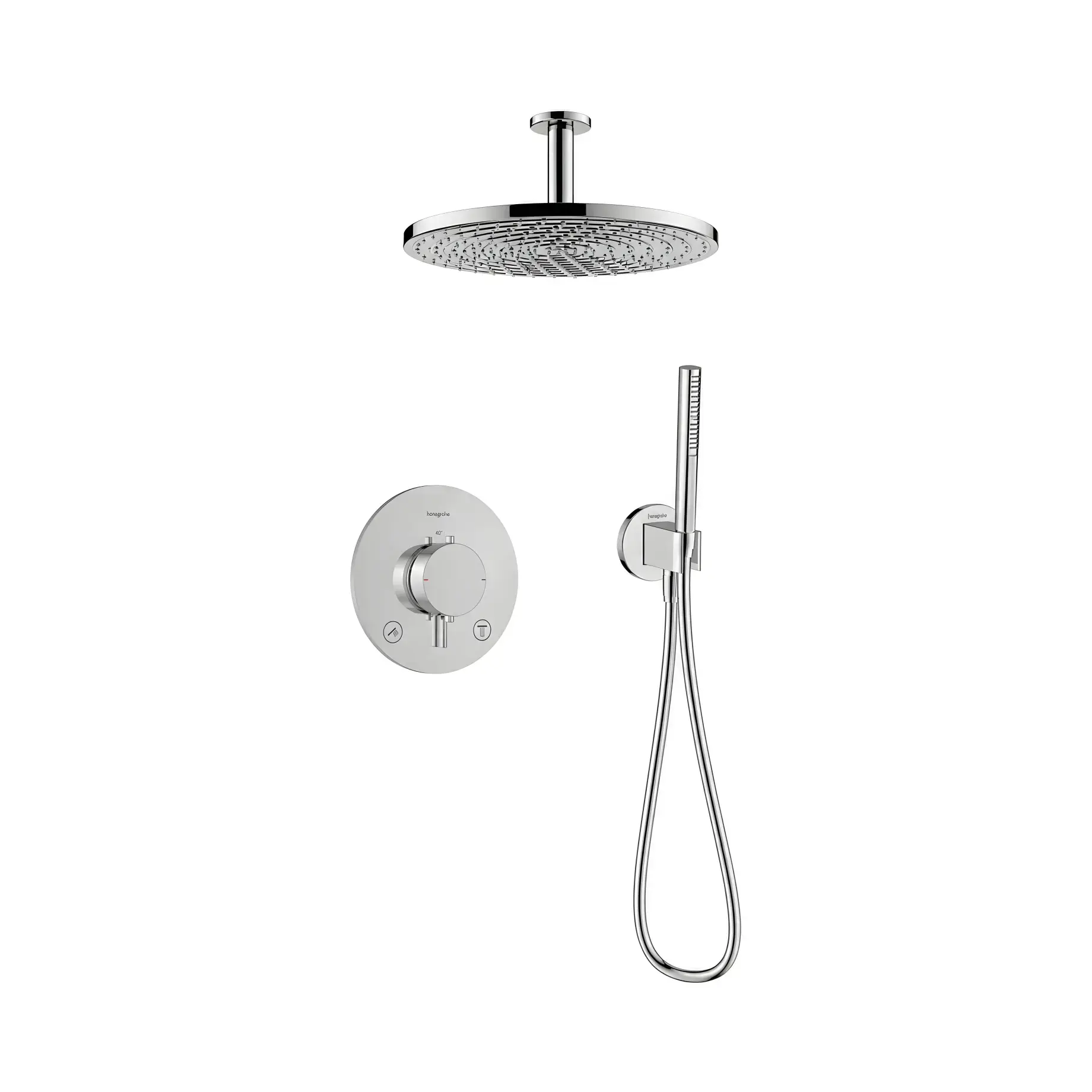Душова система прихованого монтажу з термостатом Ecostat Comfort S Hansgrohe 3371527494000 Chrome — вид на білому тлі