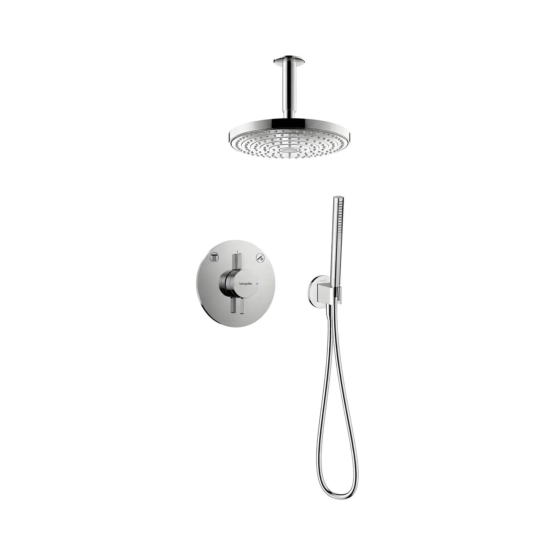 Душова система прихованого монтажу Hansgrohe DuoTurn S/Raindance Select S Hansgrohe 7541826467000 Chrome — вид на білому тлі