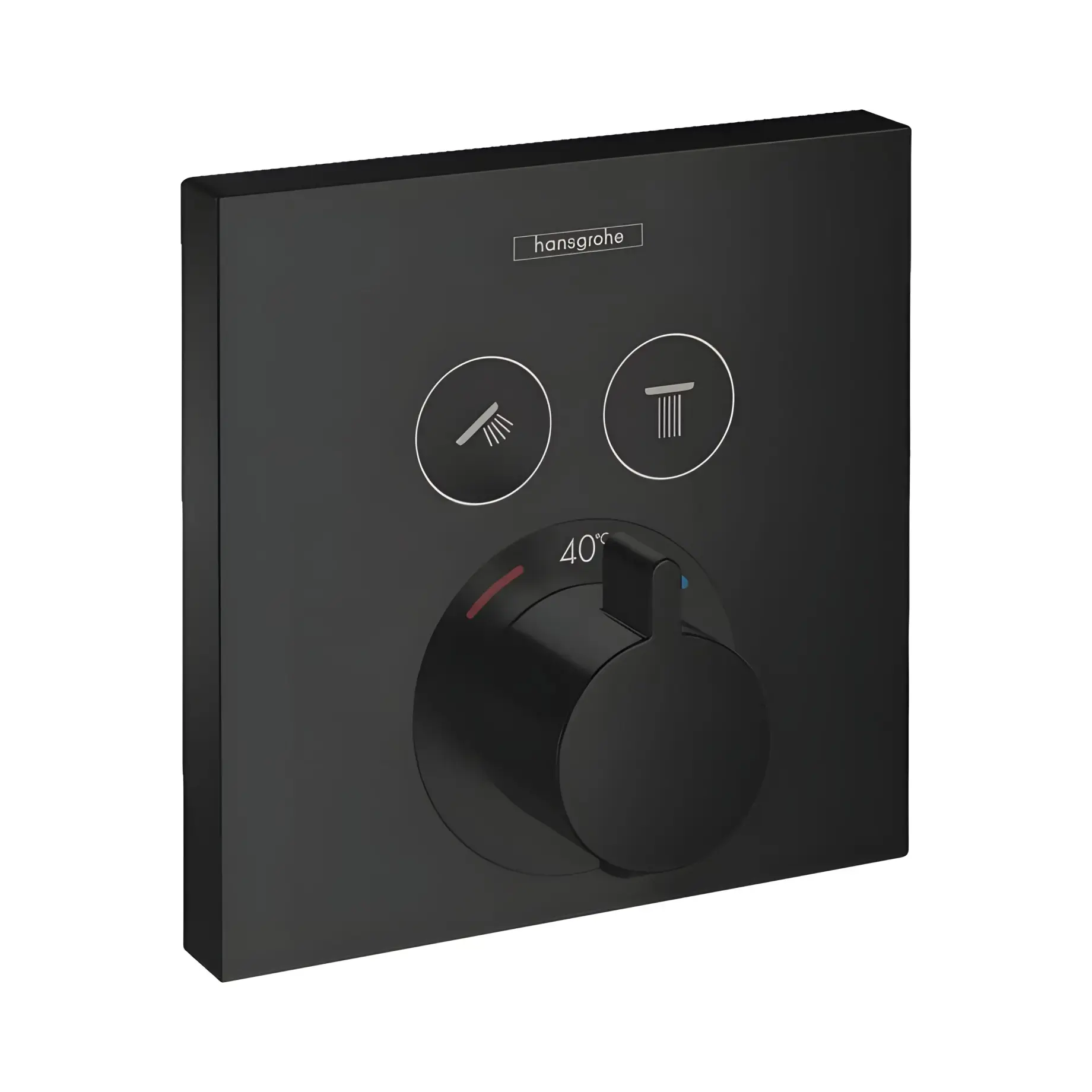 Термостат для ванни та душу ShowerSelect Hansgrohe 15763670 Matt Black — вид на білому тлі