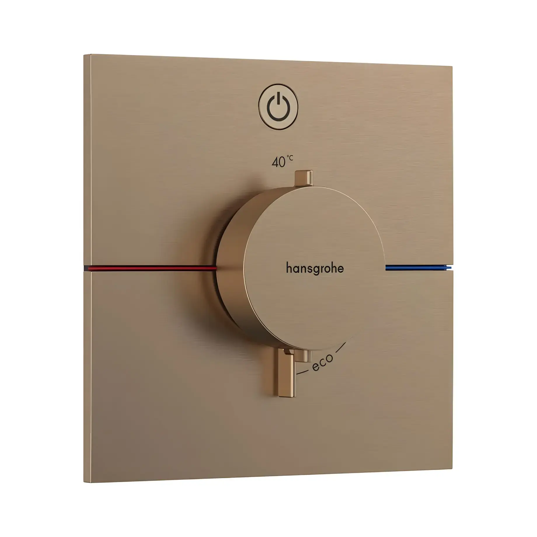 Термостат для ванни та душу ShowerSelect Comfort E Hansgrohe 15571140 Brushed Bronze — вид на білому тлі