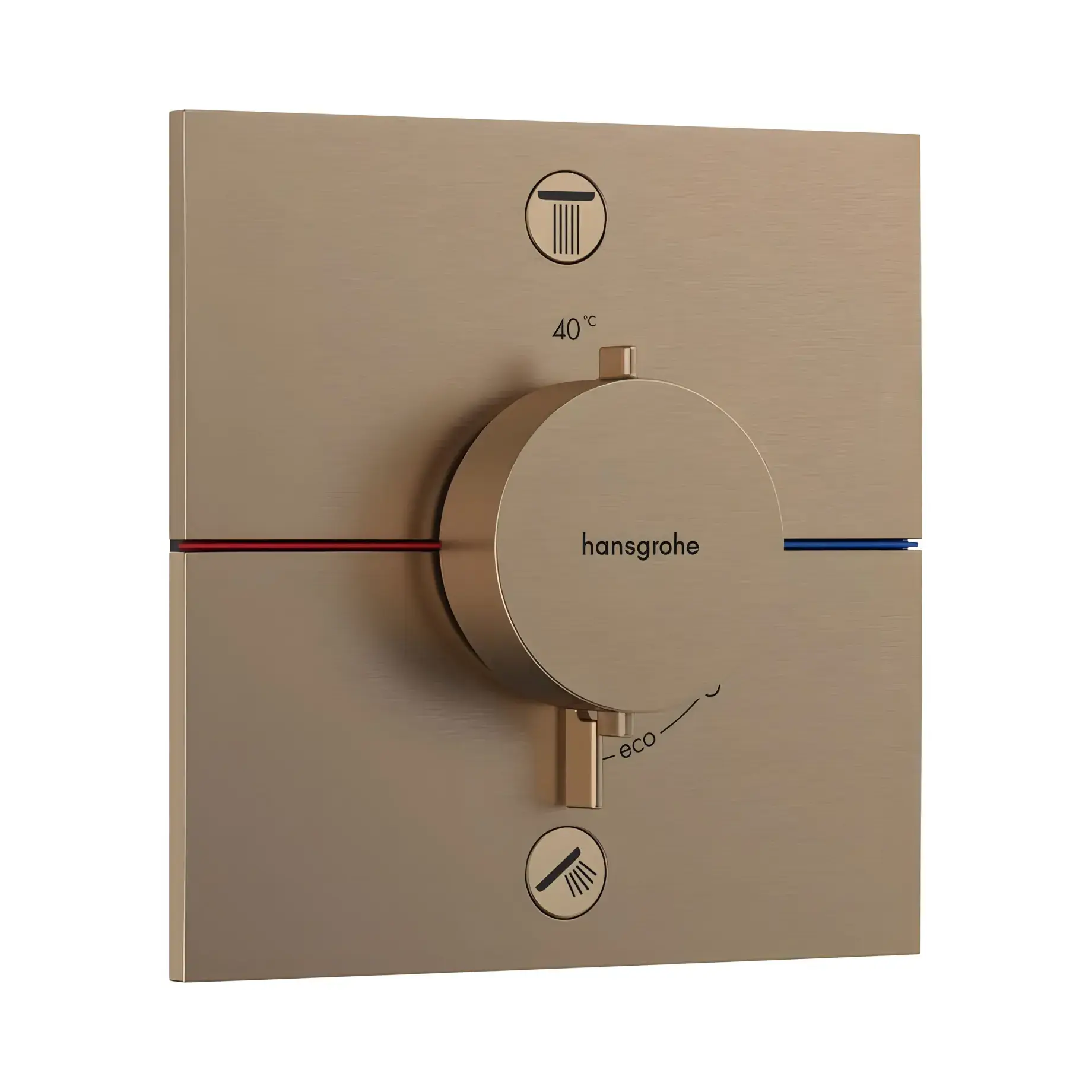 Термостат для ванни та душу ShowerSelect Comfort E Hansgrohe 15572140 Brushed Bronze — вид на білому тлі