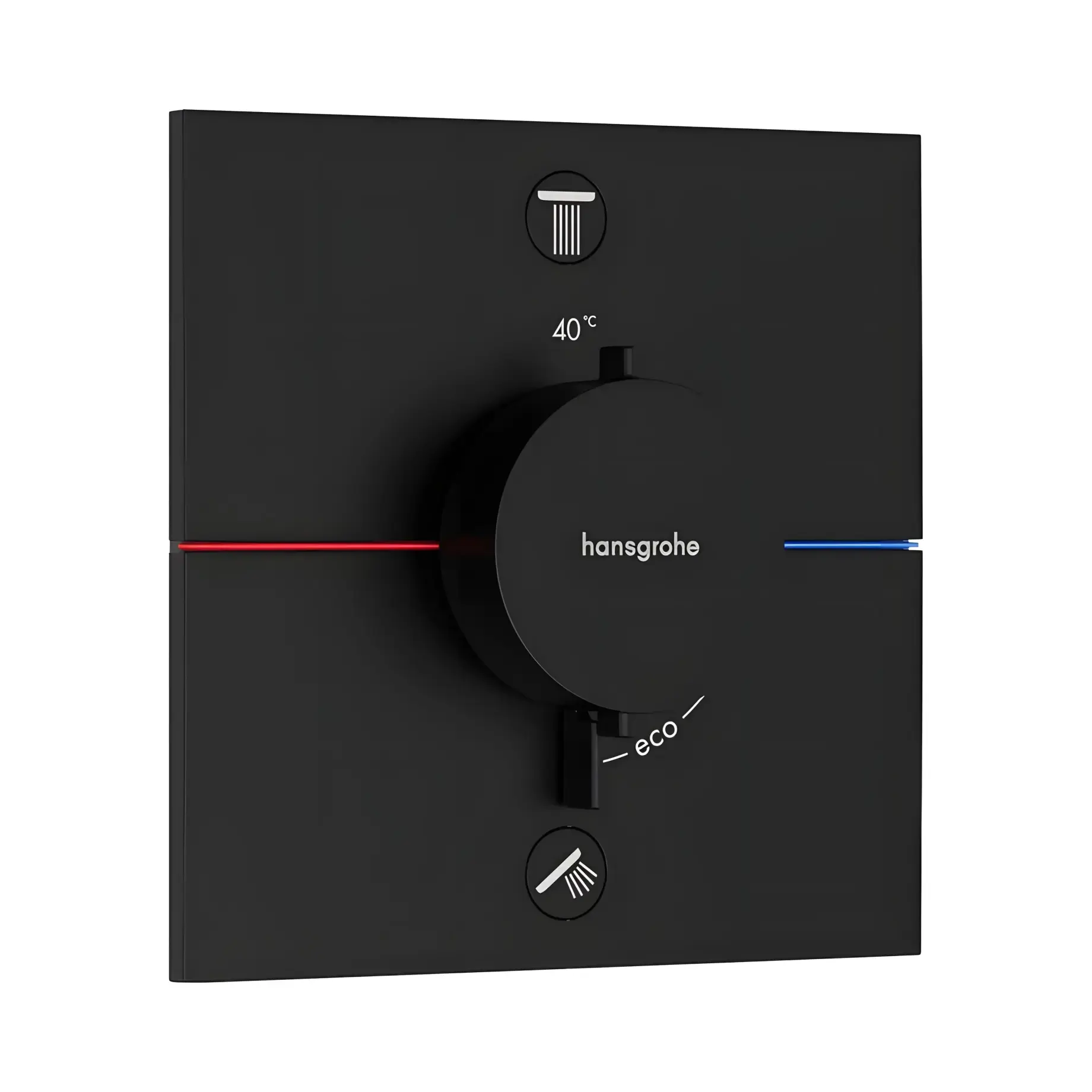 Термостат для ванни та душу ShowerSelect Comfort E Hansgrohe 15572670 Matt Black — вид на білому тлі