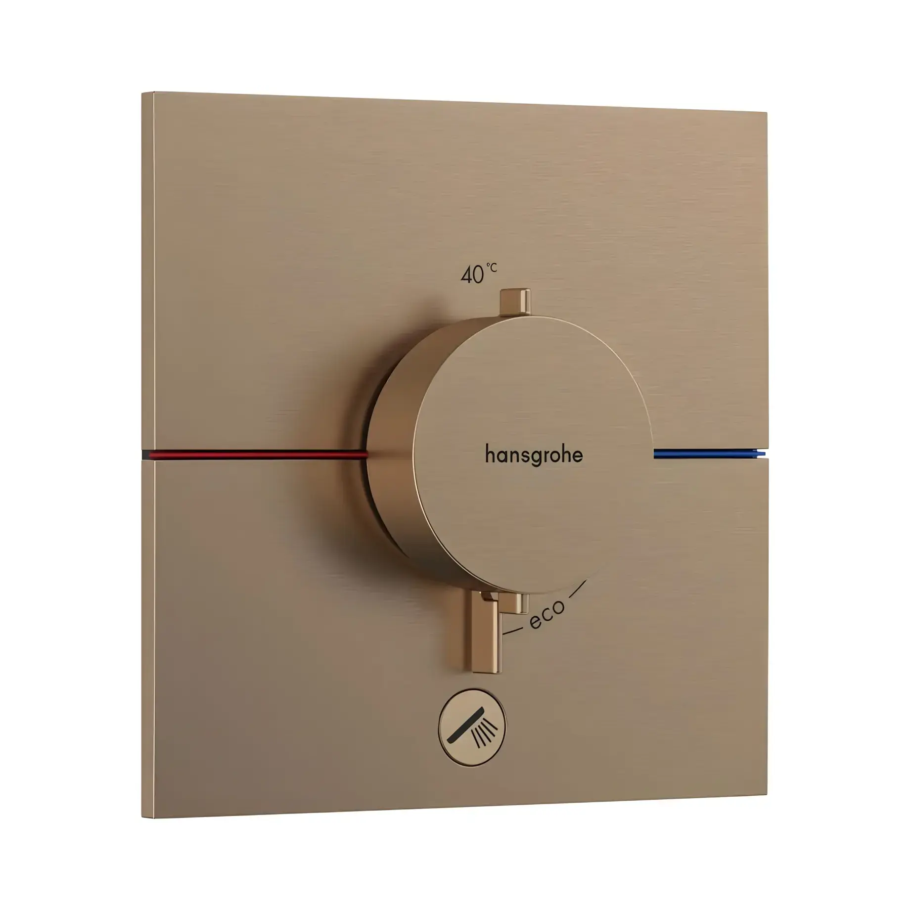 Термостат для ванни та душу ShowerSelect Comfort E Hansgrohe 15575140 Brushed Bronze — вид на білому тлі