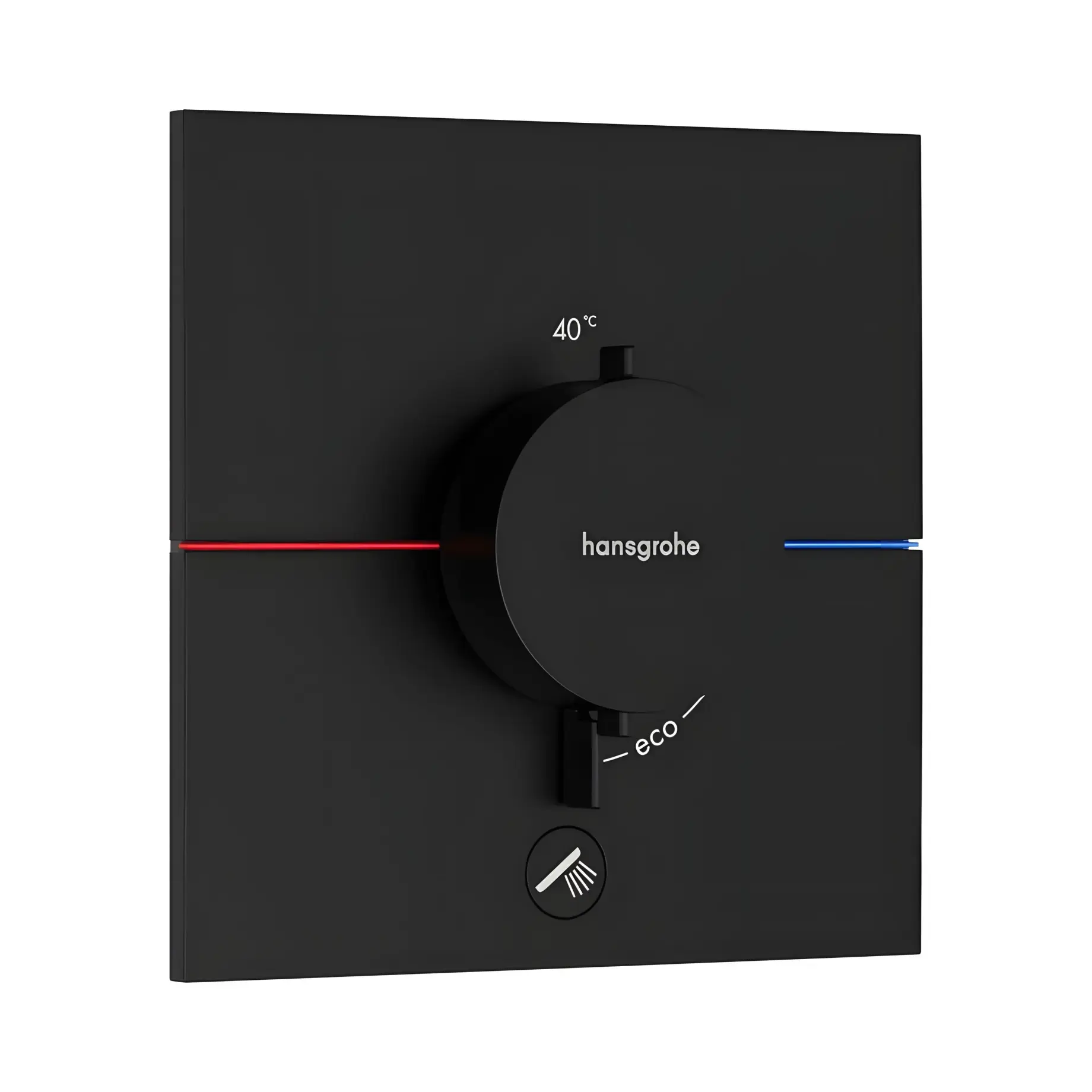 Термостат для ванни та душу ShowerSelect Comfort E Hansgrohe 15575670 Matt Black — вид на білому тлі