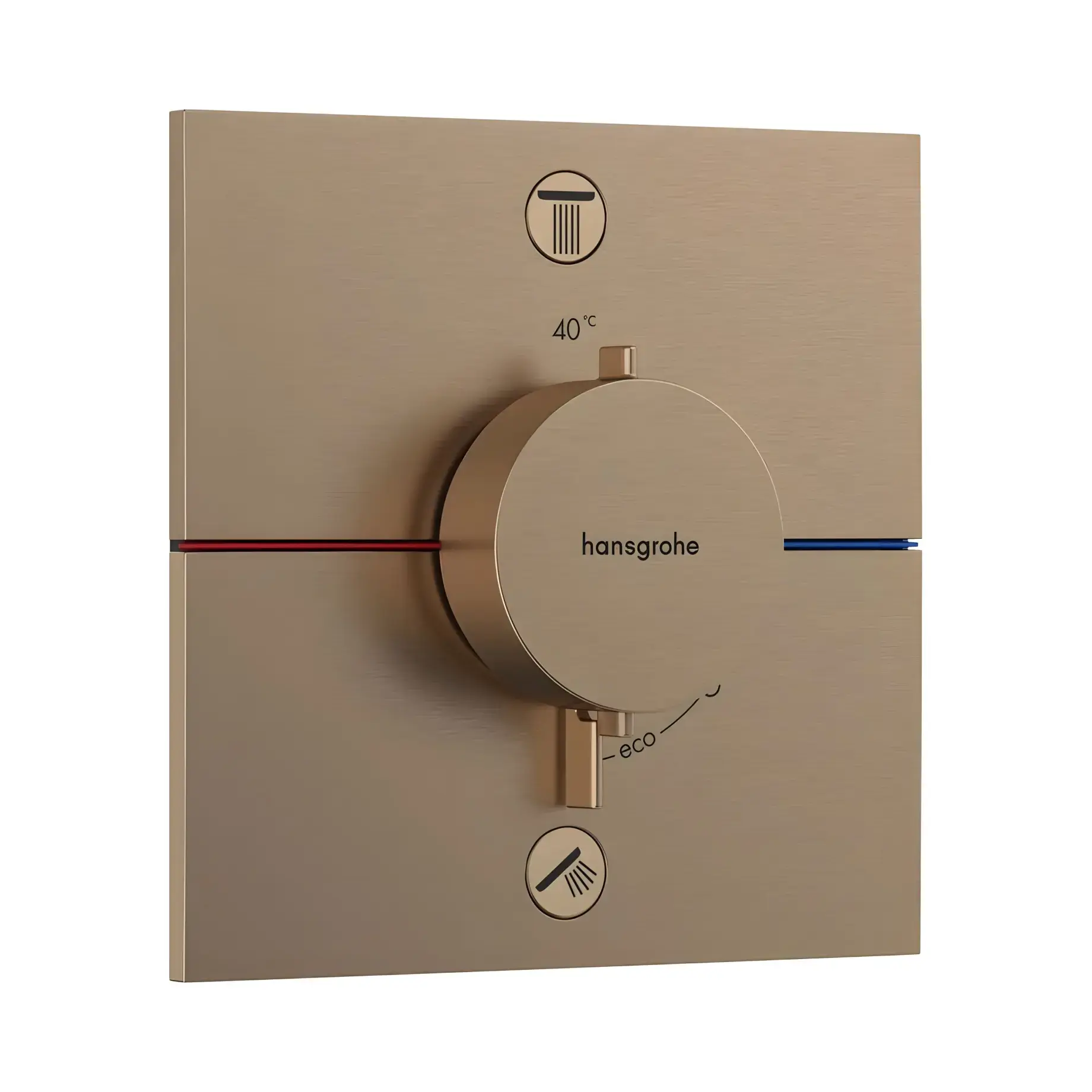 Термостат для ванни та душу ShowerSelect Comfort E Hansgrohe 15578140 Brushed Bronze — вид на білому тлі