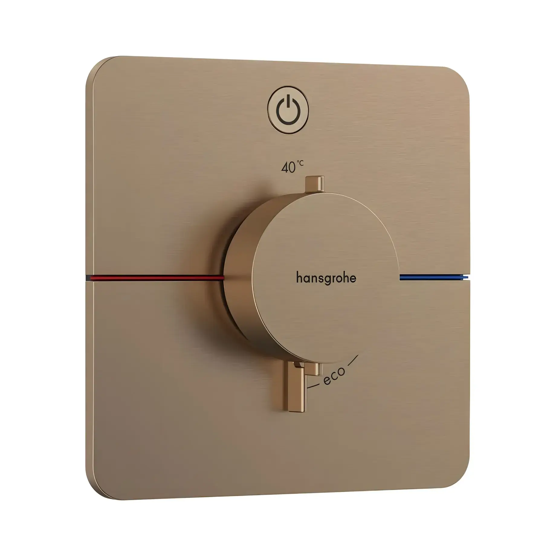 Термостат для ванни та душу ShowerSelect Comfort Q Hansgrohe 15581140 Brushed Bronze — вид на білому тлі