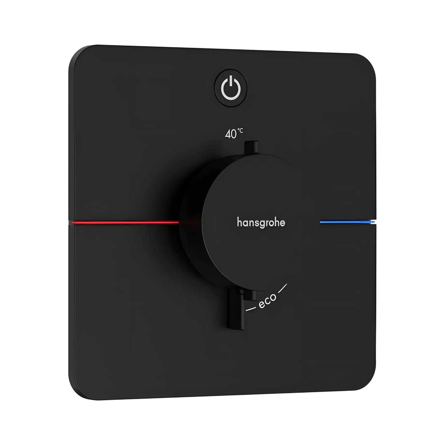 Термостат для ванни та душу ShowerSelect Comfort Q Hansgrohe 15581670 Matt Black — вид на білому тлі