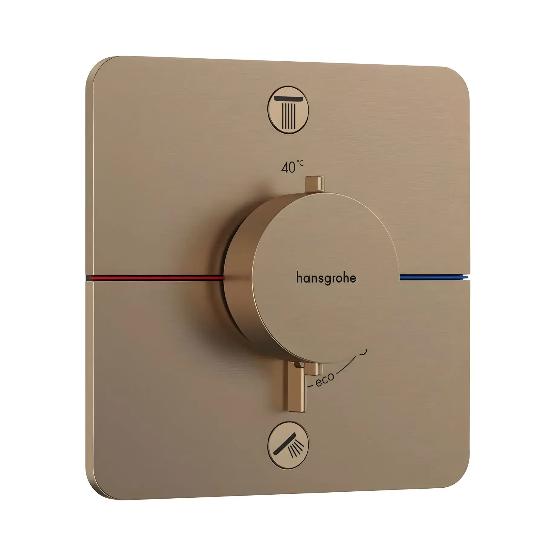 Термостат для ванни та душу ShowerSelect Comfort Q Hansgrohe 15583140 Brushed Bronze — вид на білому тлі