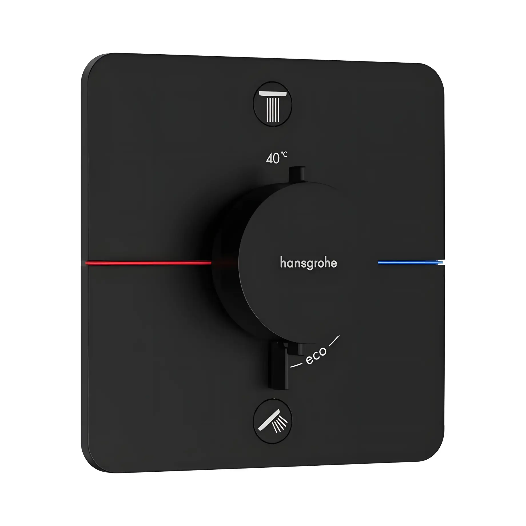 Термостат для ванни та душу ShowerSelect Comfort Q Hansgrohe 15583670 Matt Black — вид на білому тлі