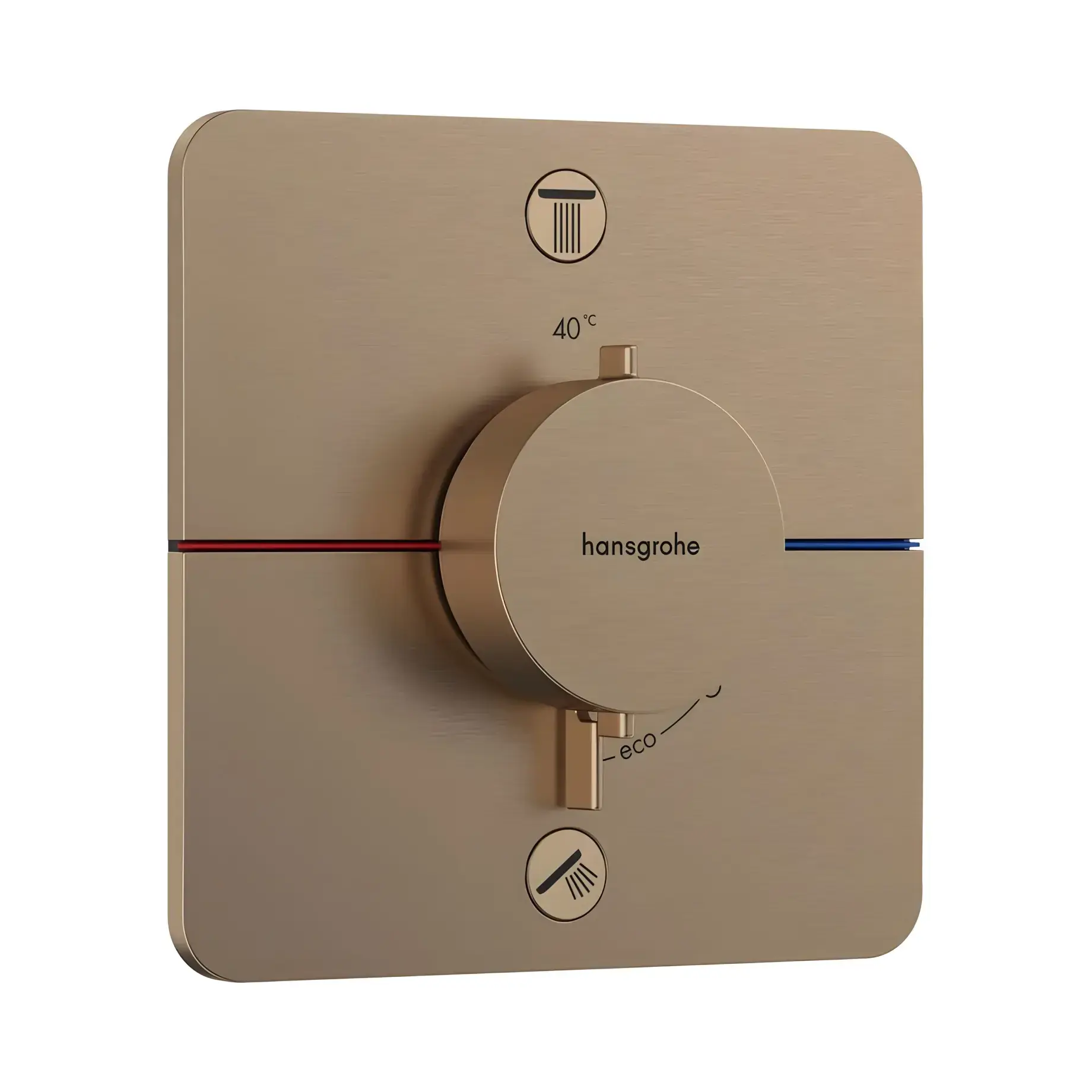Термостат для ванни та душу ShowerSelect Comfort Q Hansgrohe 15586140 Brushed Bronze — вид на білому тлі