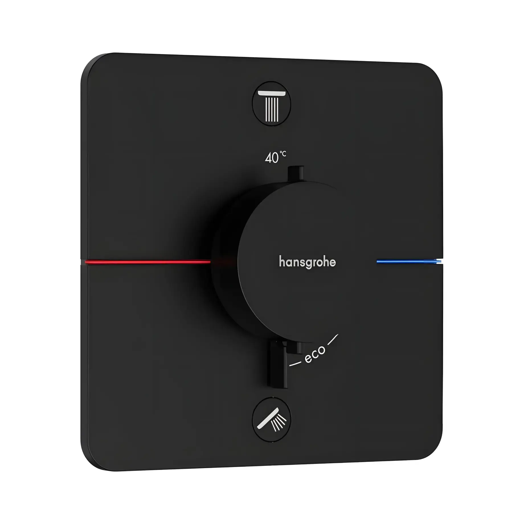 Термостат для ванни та душу ShowerSelect Comfort Q Hansgrohe 15586670 Matt Black — вид на білому тлі