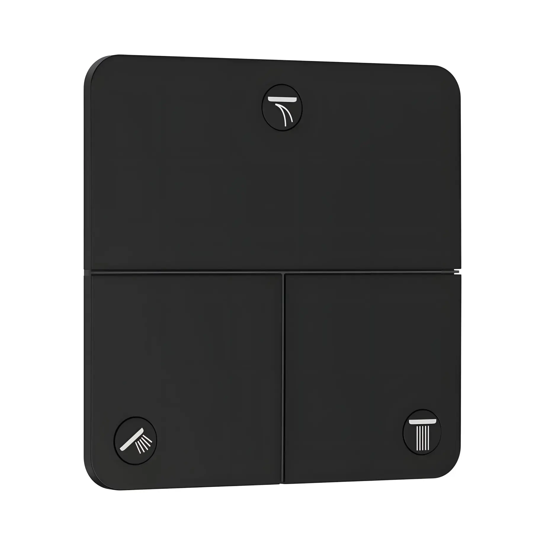 Вентиль для ванни та душу ShowerSelect Comfort Q Hansgrohe 15587670 Matt Black — вид на білому тлі